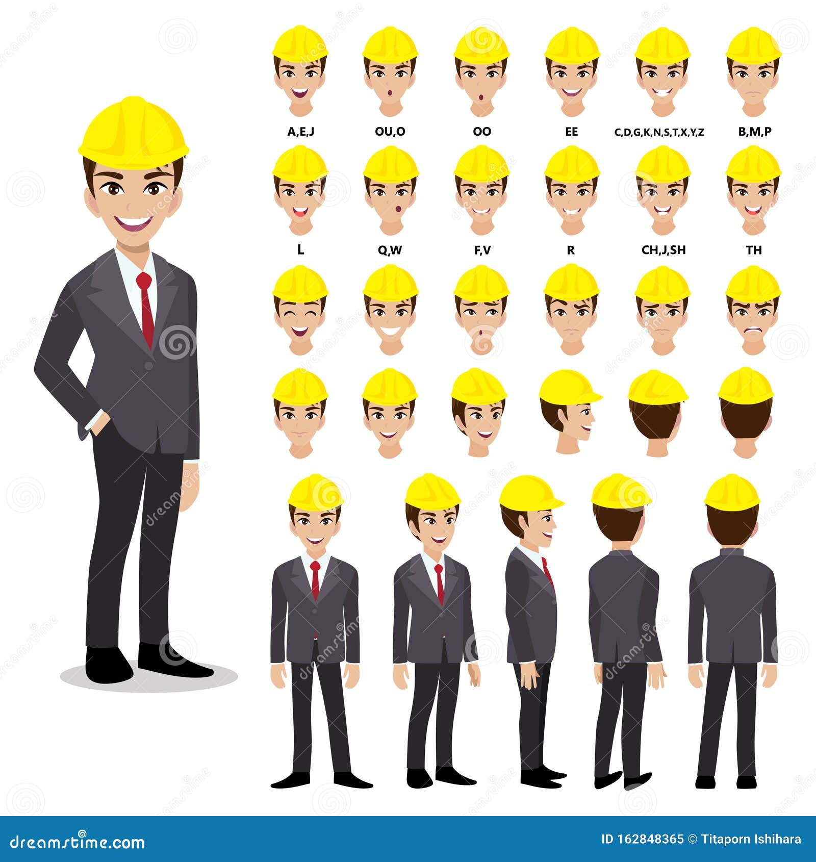 Cartoon Character with Engineer in Suit for Animation. Front, Side, Back, 3-4 View Character. Flat Vector Stock Vector - Illustration of parts, expressions: 162848365 Cartoon Character with Engineer in Suit for Animation. Front, Side, Back, 3-4 View Character. Flat Vector Stock Vector - Illustration of parts, expressions: 162848365