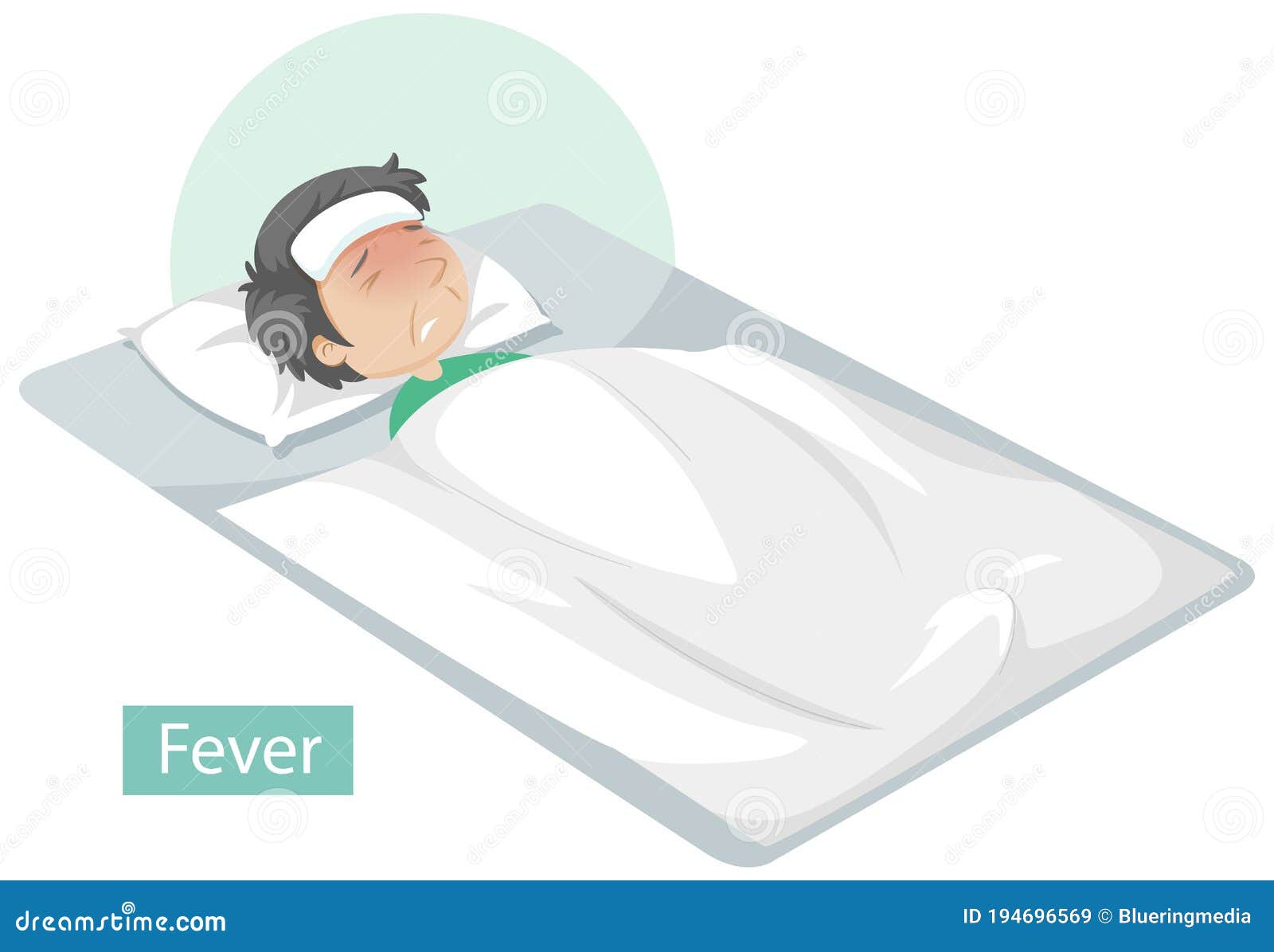 Cartoon Character with Fever Symptoms Stock Vector - Illustration of ...