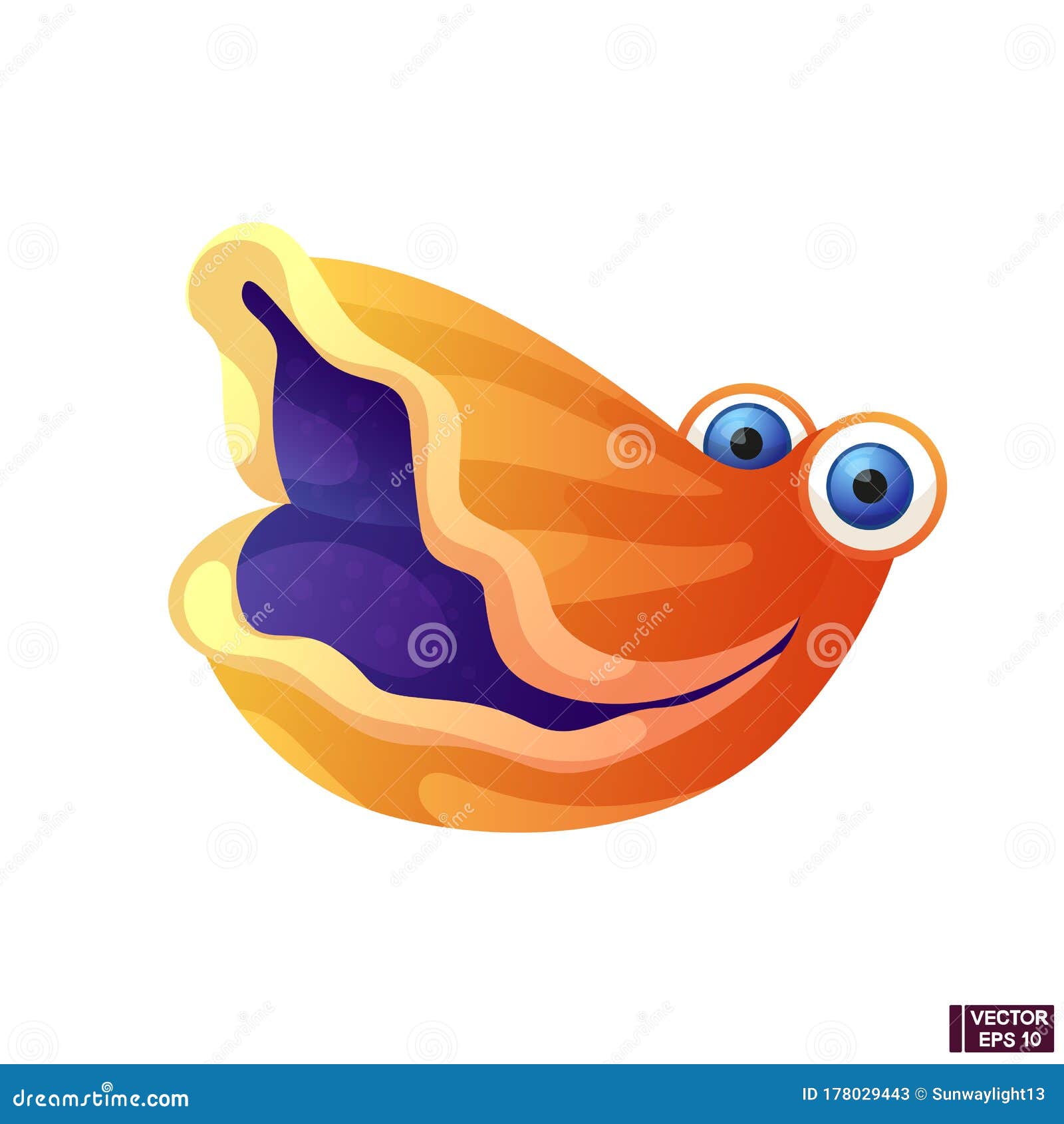 Cartoon Character Funny Oyster Smiling Stock Illustration