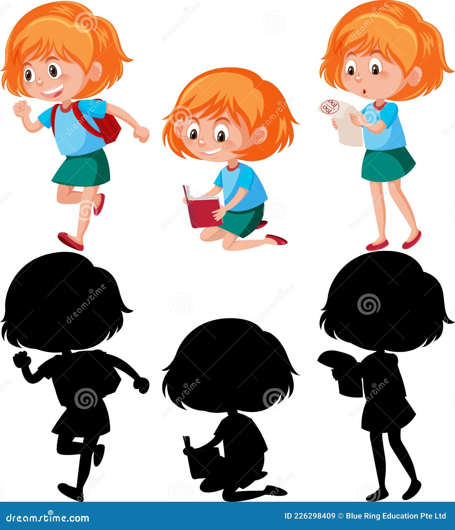 Little girls character set with different poses Vector Image