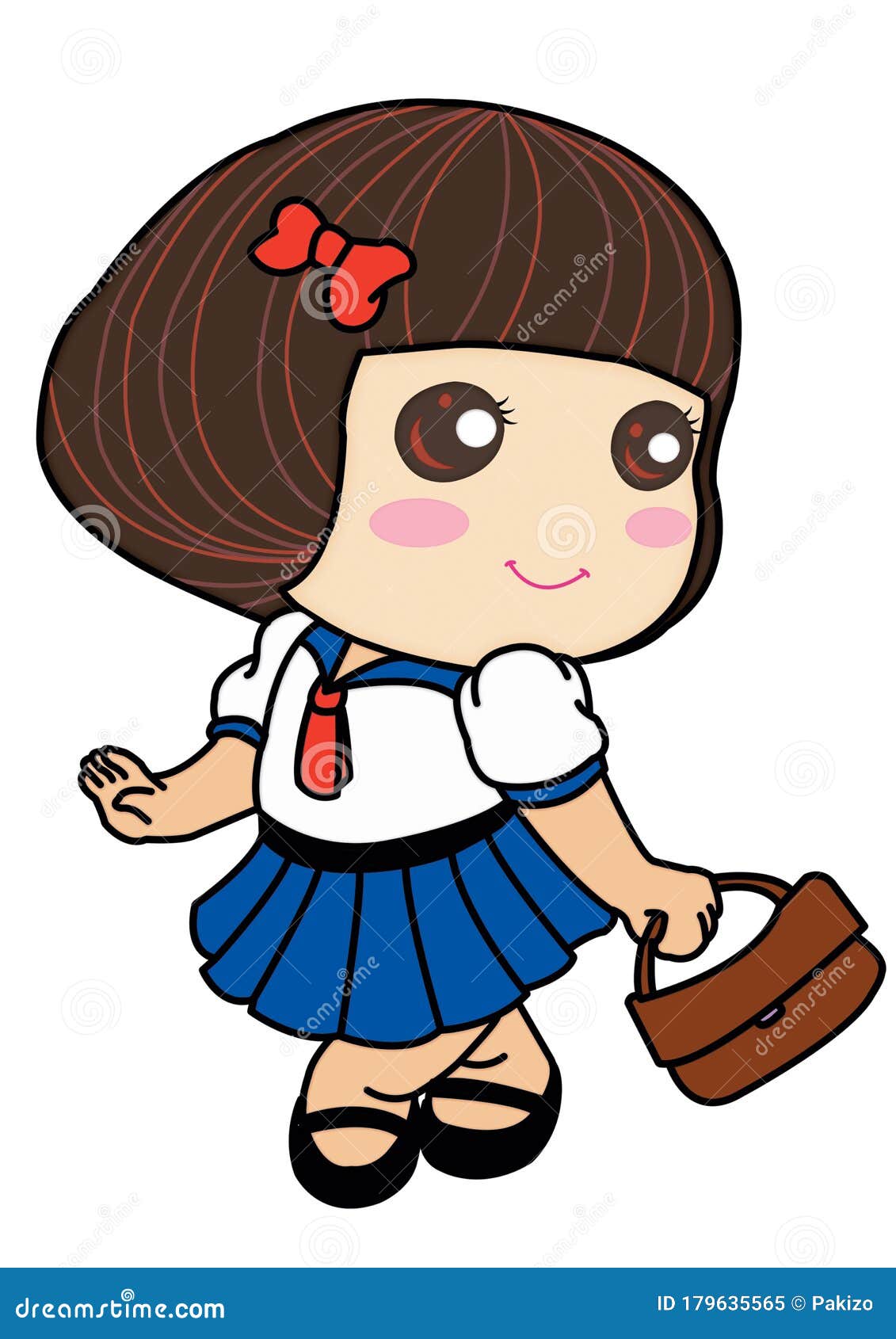 The Cartoon Character of Girl Student Wears the Cute Uniform Ready To Back  To School Day. Attention To Class Good Student. Stock Illustration -  Illustration of child, concept: 179635565
