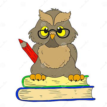 Cartoon Character Graduation Owl with Glasses. Stock Illustration ...