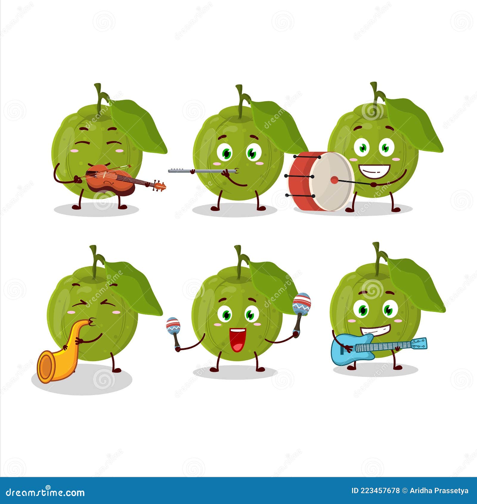 Cartoon Character of Guava Fruit Playing Some Musical Instruments Stock  Vector - Illustration of agriculture, instrument: 223457678