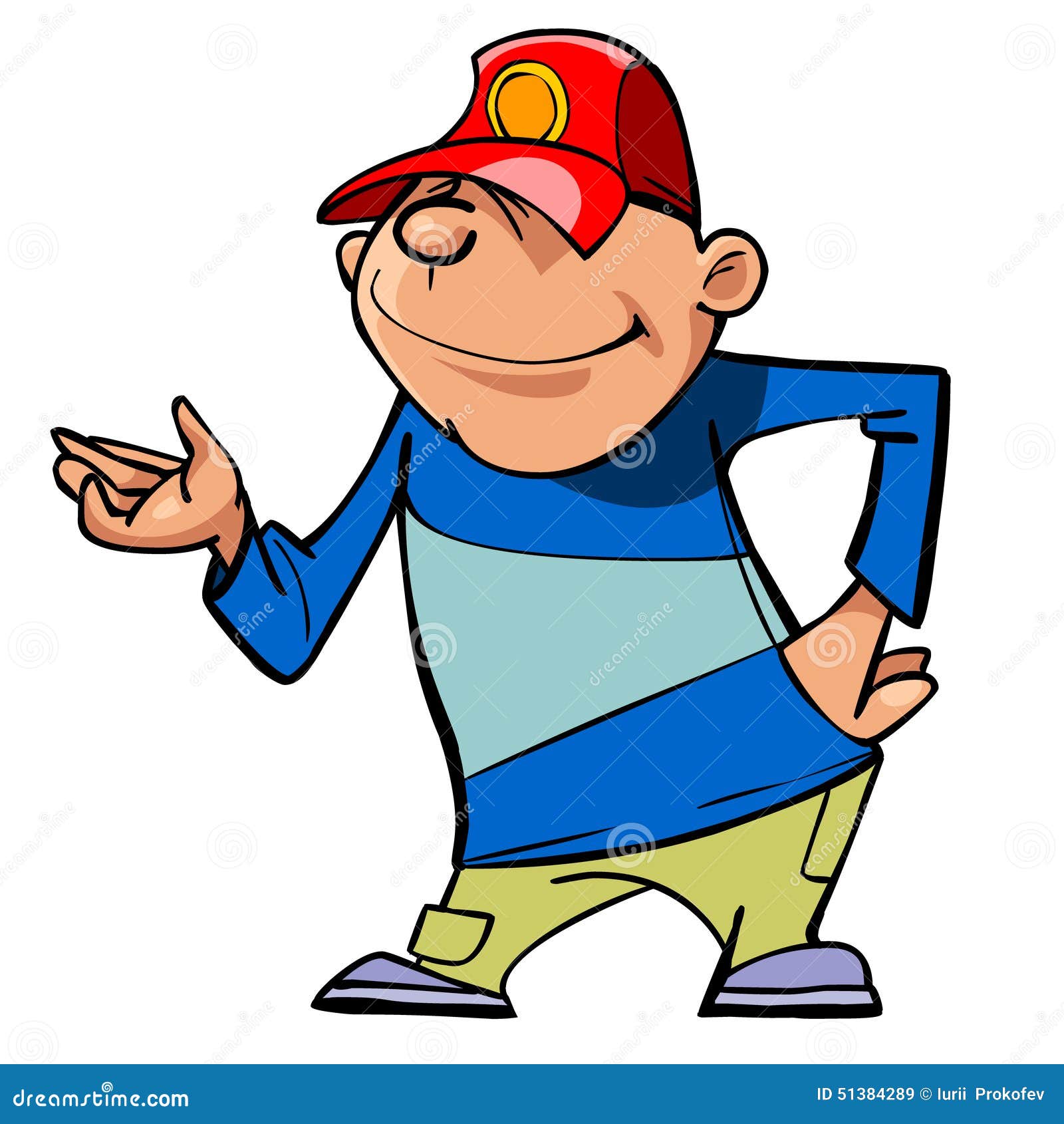Cartoon Character Guy in a Baseball Cap, Shows Hand Stock Vector - Illustration of vector, akimbo: 51384289 Cartoon Character Guy in a Baseball Cap, Shows Hand Stock Vector - Illustration of vector, akimbo: 51384289