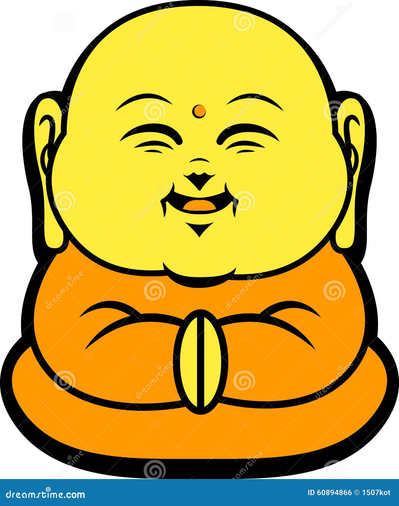 Cartoon Character Happy Buddhist Smile Stock Vector - Illustration of ...