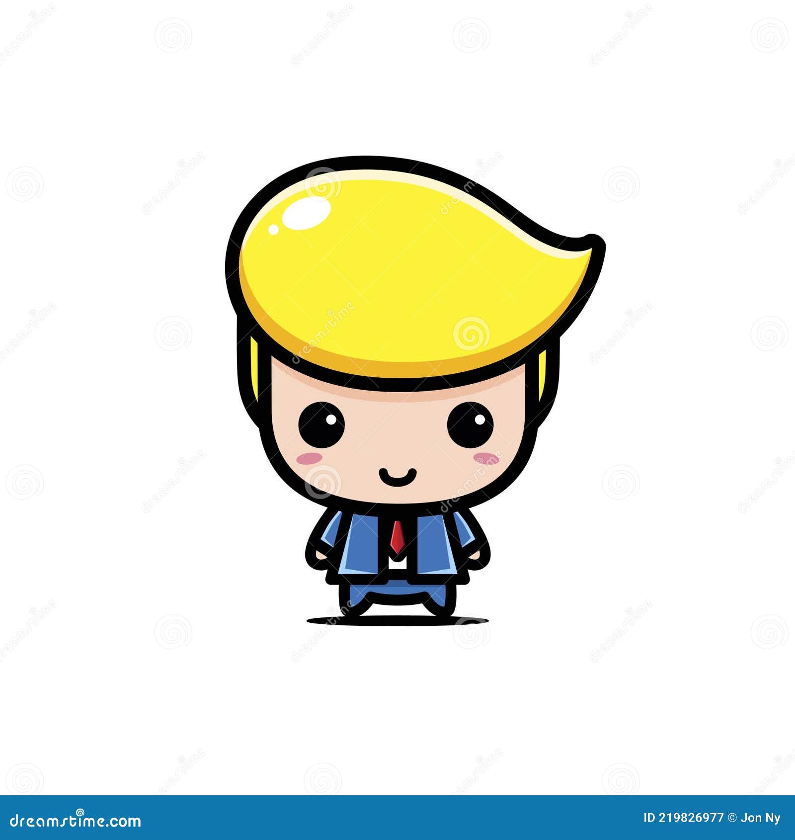 Cute and Handsome Yellow Haired Boy Cartoon Character Wearing Suit Costume  Stock Vector - Illustration of hair, smart: 219826977