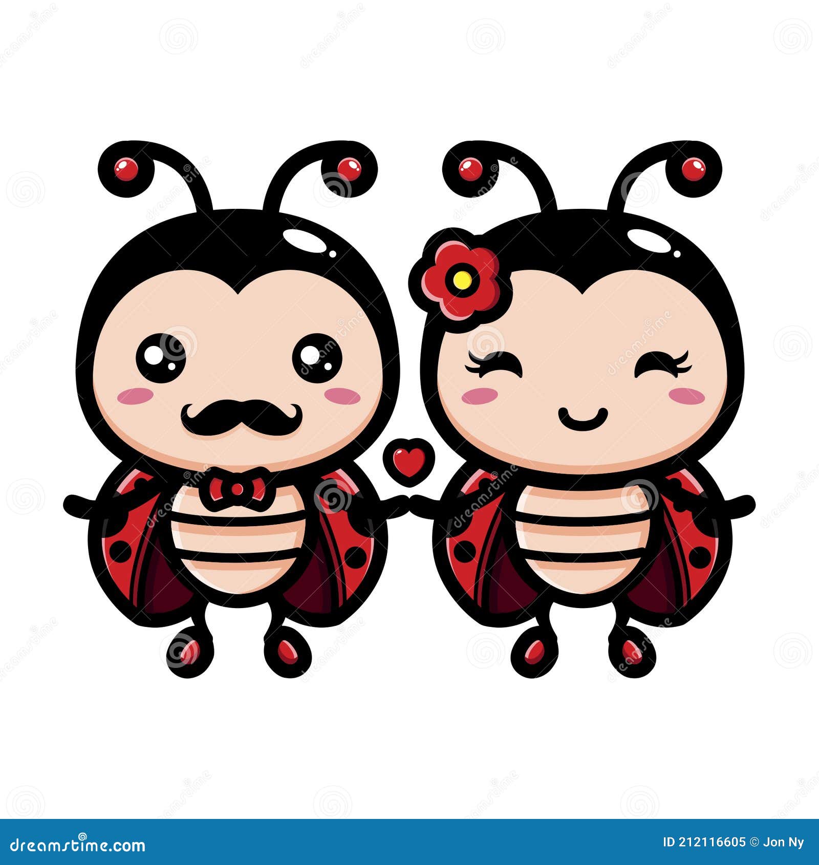 The Cartoon Character of a Cute Ladybug Boy and Girl Couple is Full of Love  Stock Vector - Illustration of chibi, happiness: 212116605