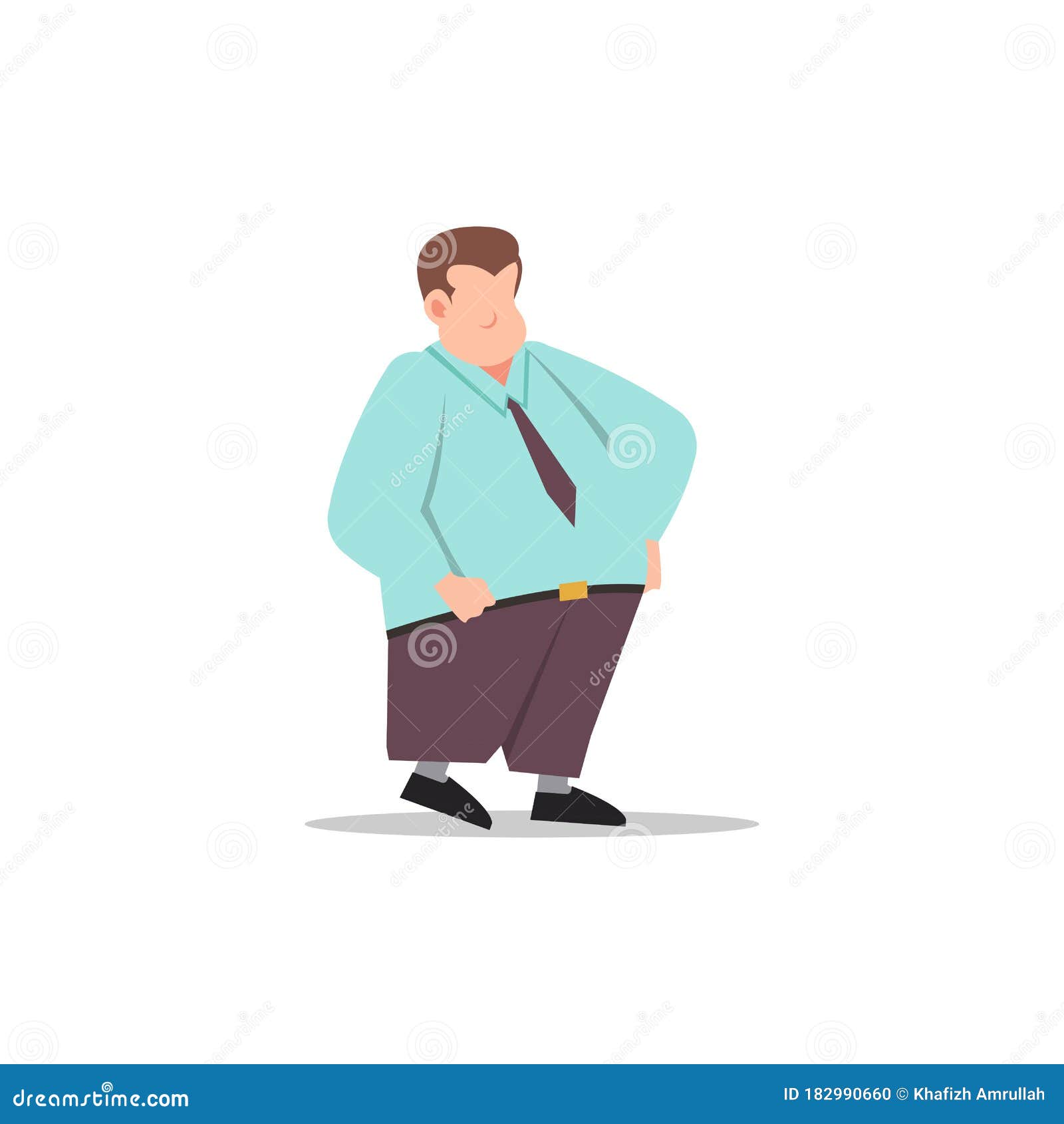 Cartoon Character Illustration Of Fat Businessman. Flat Avatar Icon ...