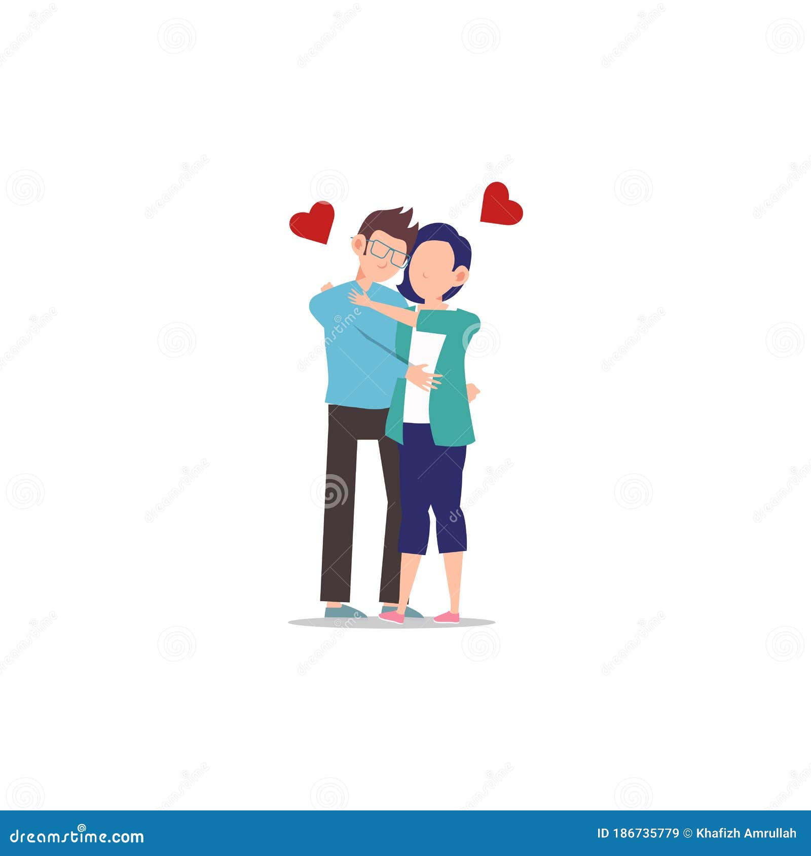 Cartoon Character Illustration of Happy Couple and Lover. Boyfriend and  Girlfriend Hugging. Flat Design Isolated on White Stock Vector -  Illustration of lover, pair: 186735779
