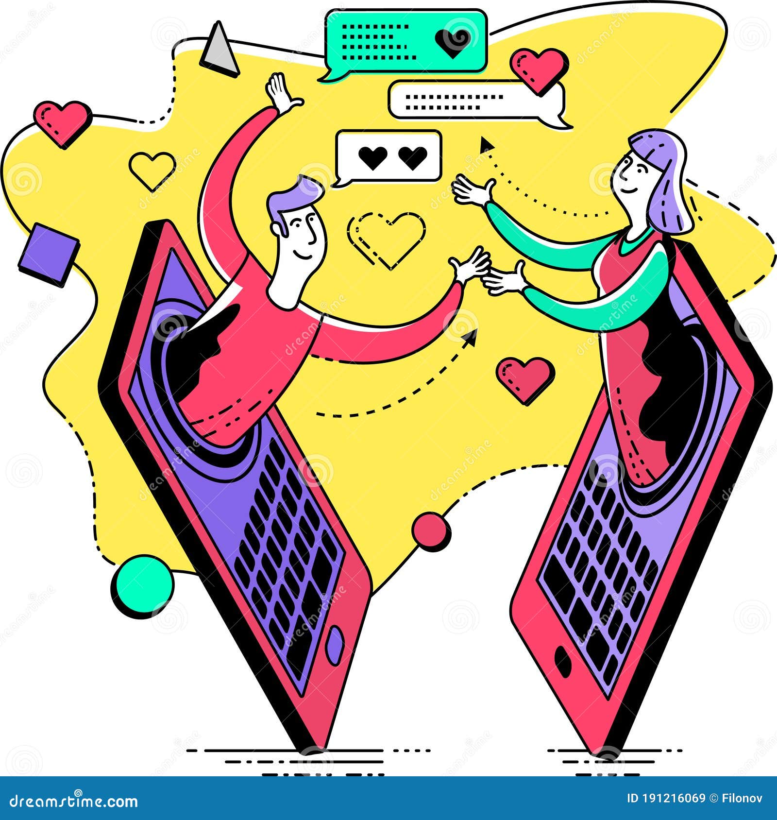 Cartoon Character Illustration for Web Design, Presentation, Infographic,  Landing Page: it, Internet, Online Dating, Virtual Love. Stock Vector -  Illustration of gradient, communication: 191216069