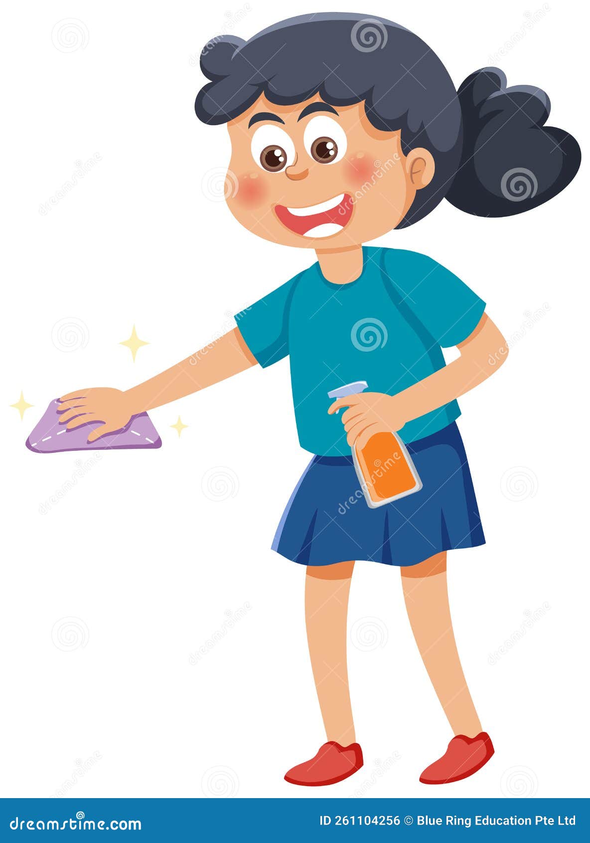 Cartoon Character of Kid Cleaning Stock Vector Illustration of