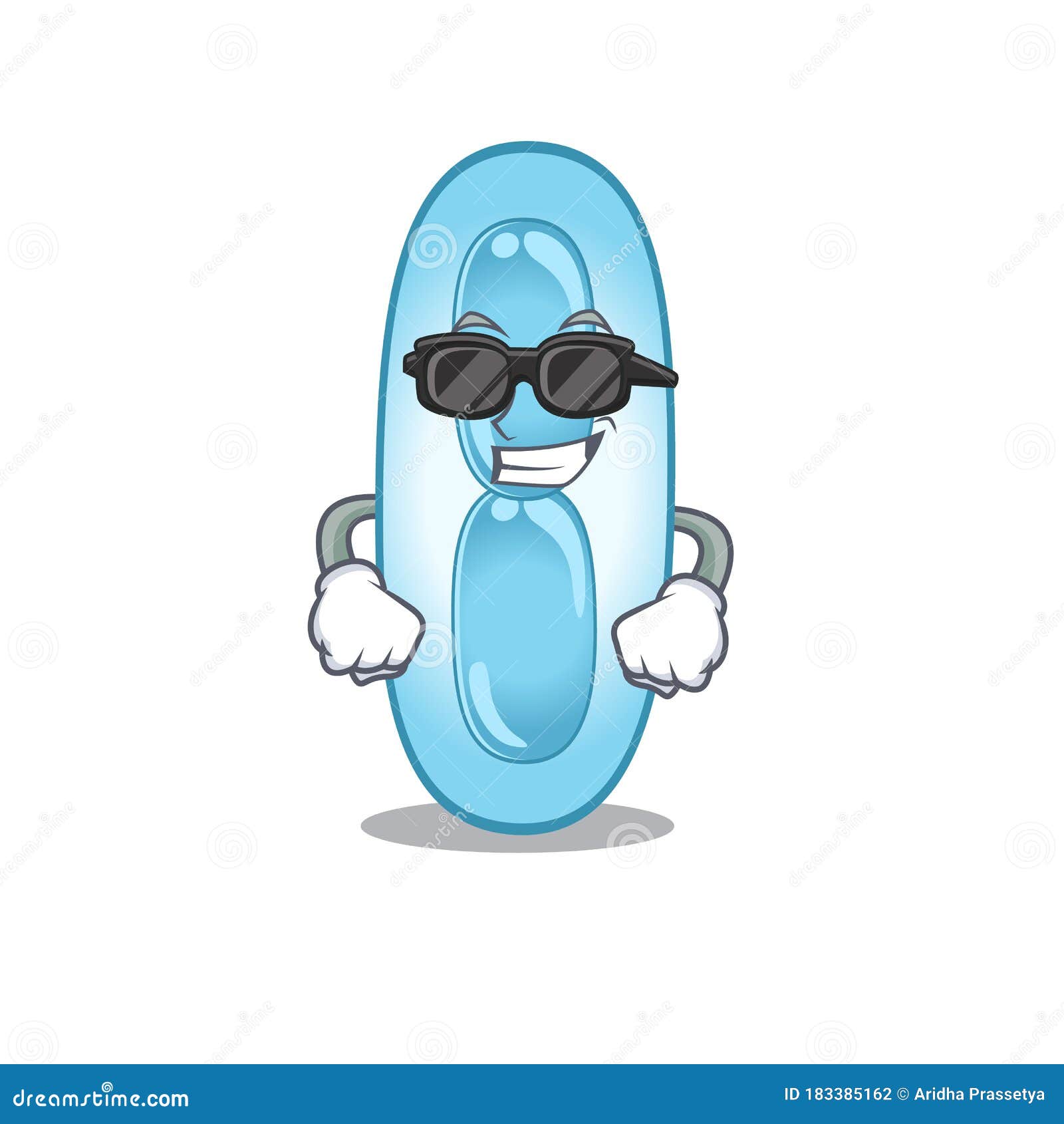 cartoon character of klebsiella pneumoniae wearing classy black glasses