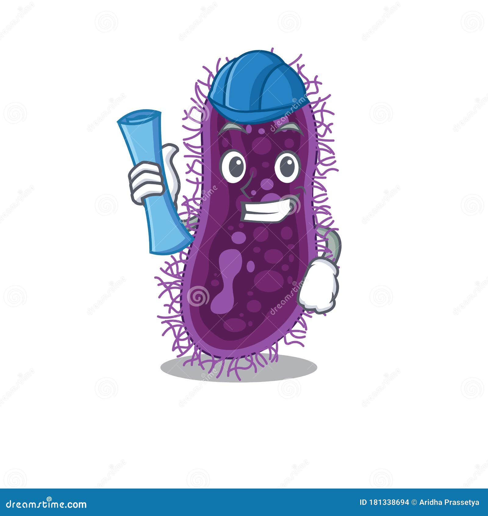 Cartoon Character of Lactobacillus Rhamnosus Bacteria Brainy Architect ...