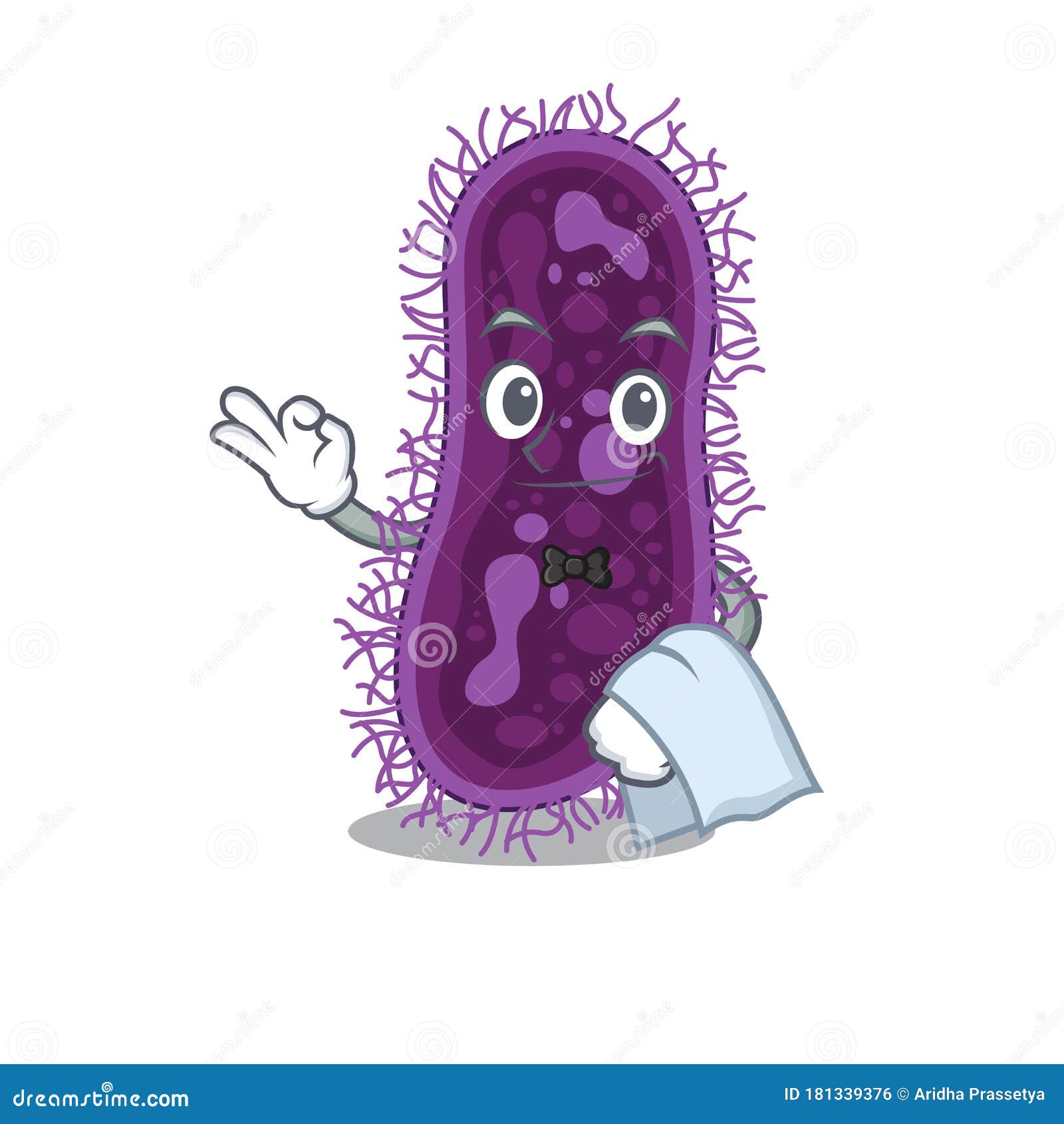 A Cartoon Character of Lactobacillus Rhamnosus Bacteria Waiter Working ...