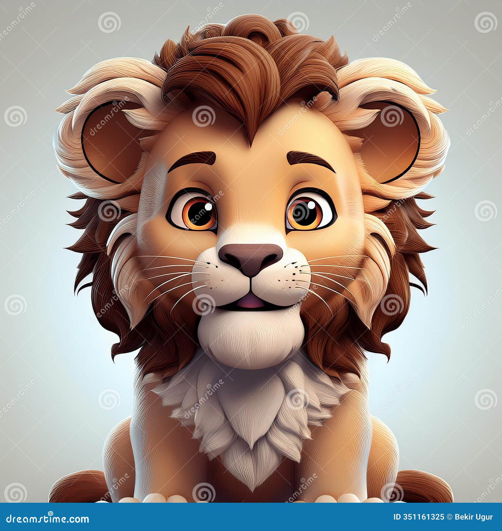 cartoon lion cub: powerful ism in a charming pixar-style 3d still.