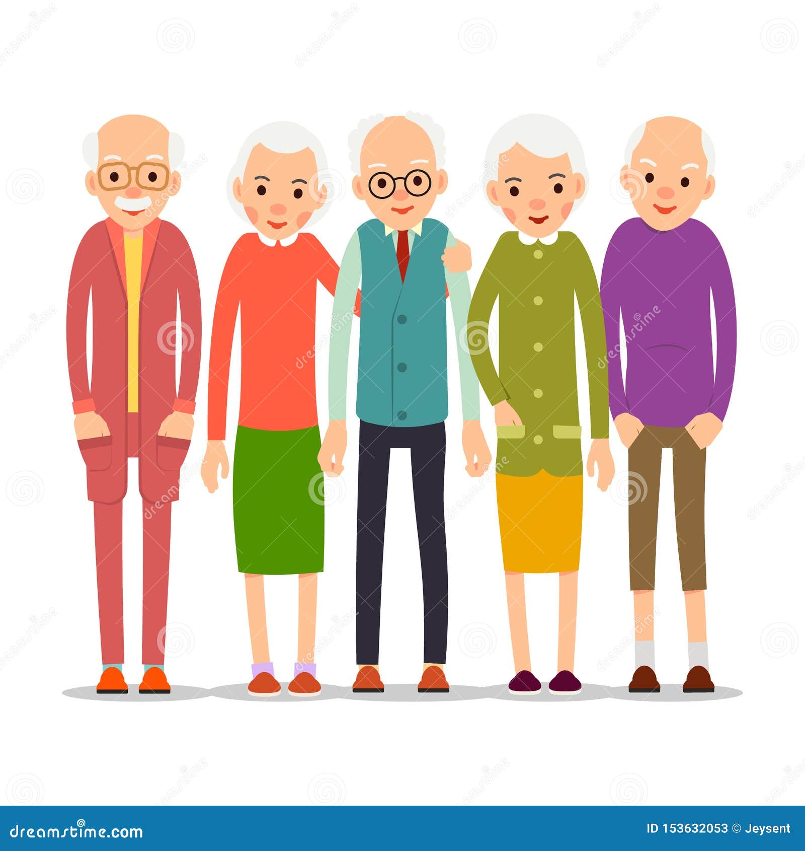 Cartoon Character Old Group. Older People are Standing Together and  Smiling. Retired Elderly Senior Age Couple Stock Vector - Illustration of  happy, collection: 153632053