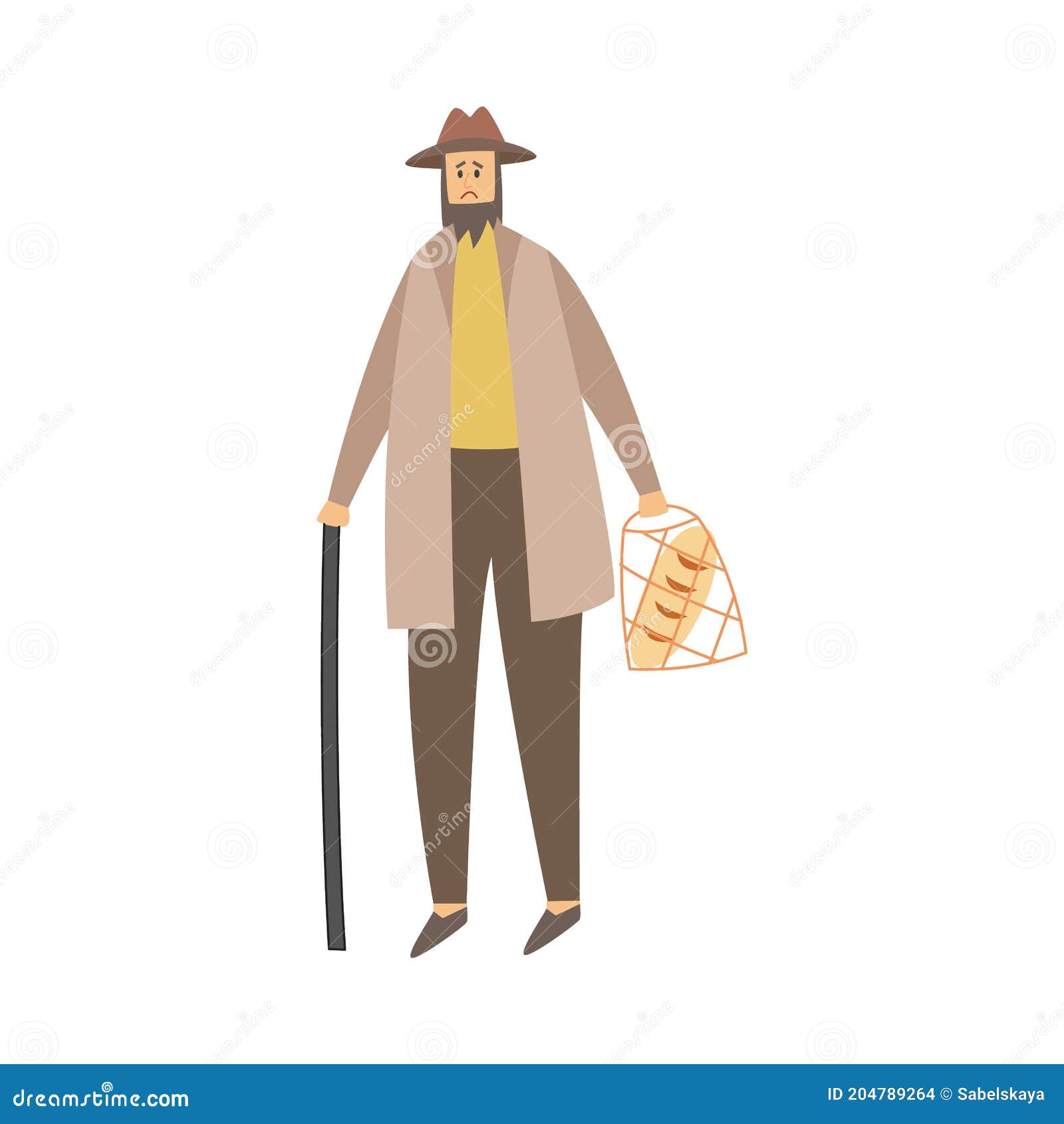 Poor Homeless Sad Man in Old Clothes a Vector Isolated Illustration Stock  Vector - Illustration of desperate, carrying: 204789264
