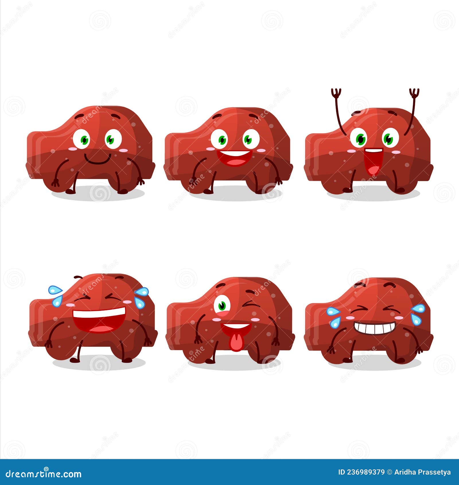 Cartoon Character of Red Car Gummy Candy with Smile Expression Stock ...