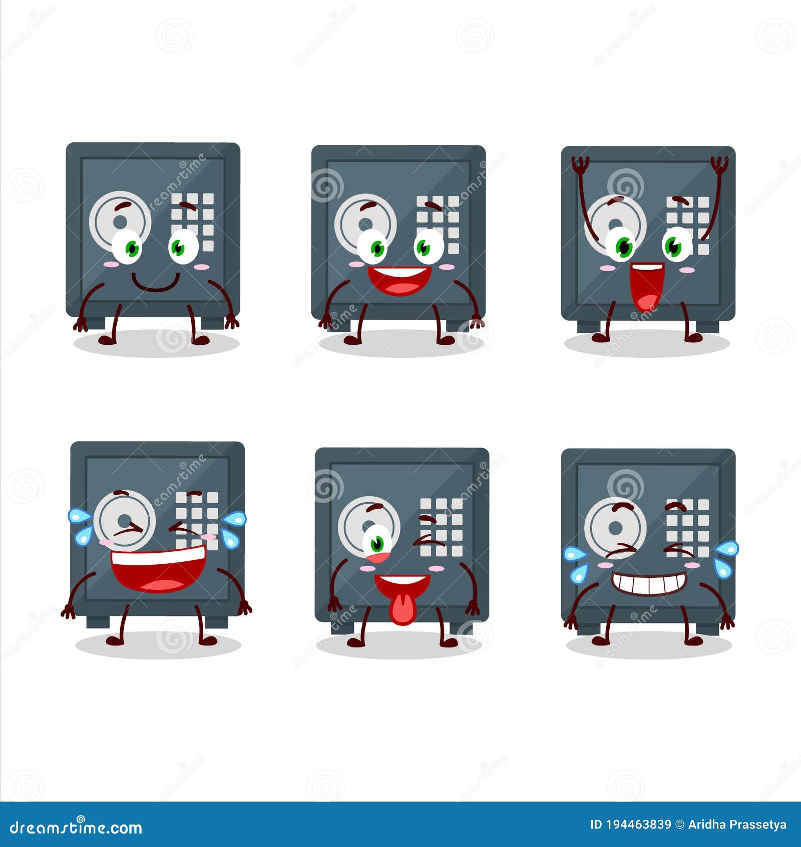 cartoon character of safe deposit box with smile expression