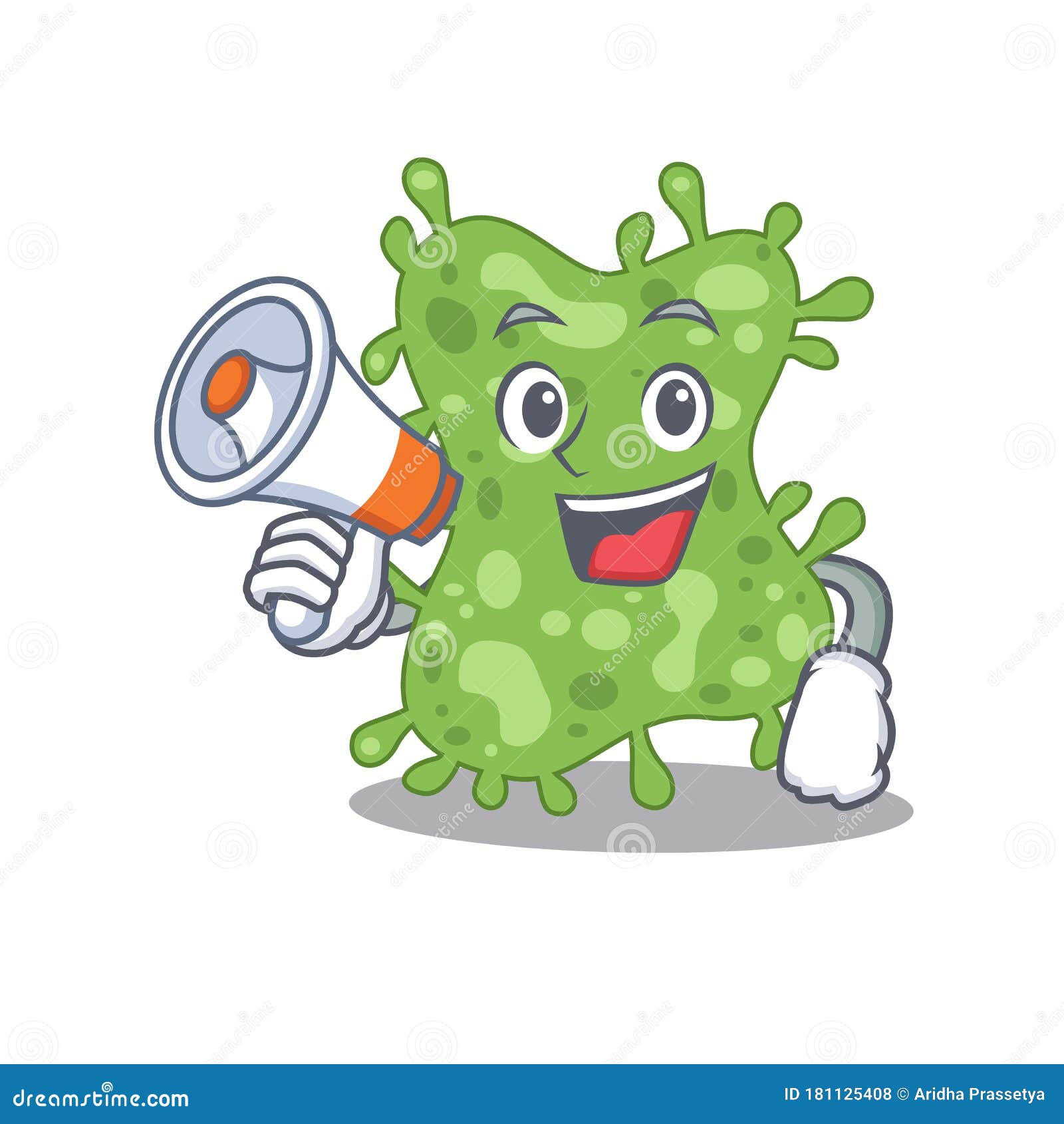cartoon character of salmonella enterica having a megaphone