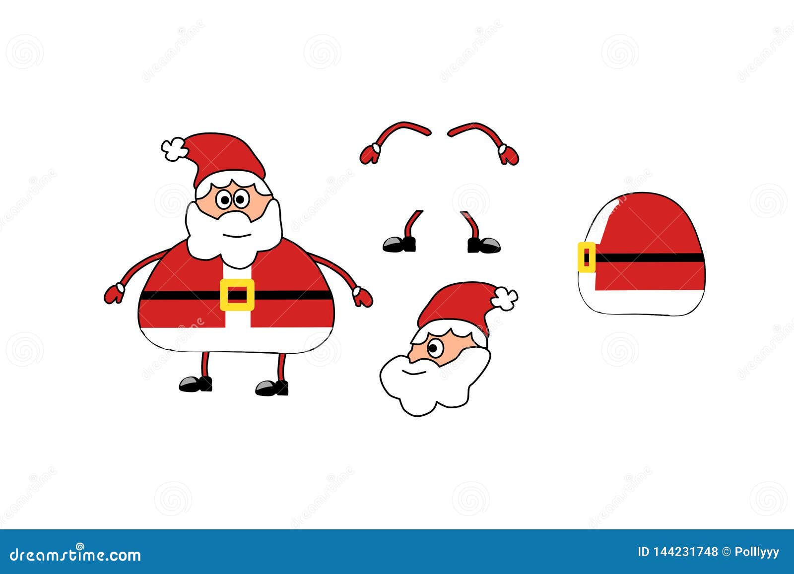 Cartoon Character Santa Claus. Funny Illustration, Animation. Merry  Christmas Set. Christmas Santa Claus with Hat. Xmas Isolated Stock Vector -  Illustration of isolated, santa: 144231748