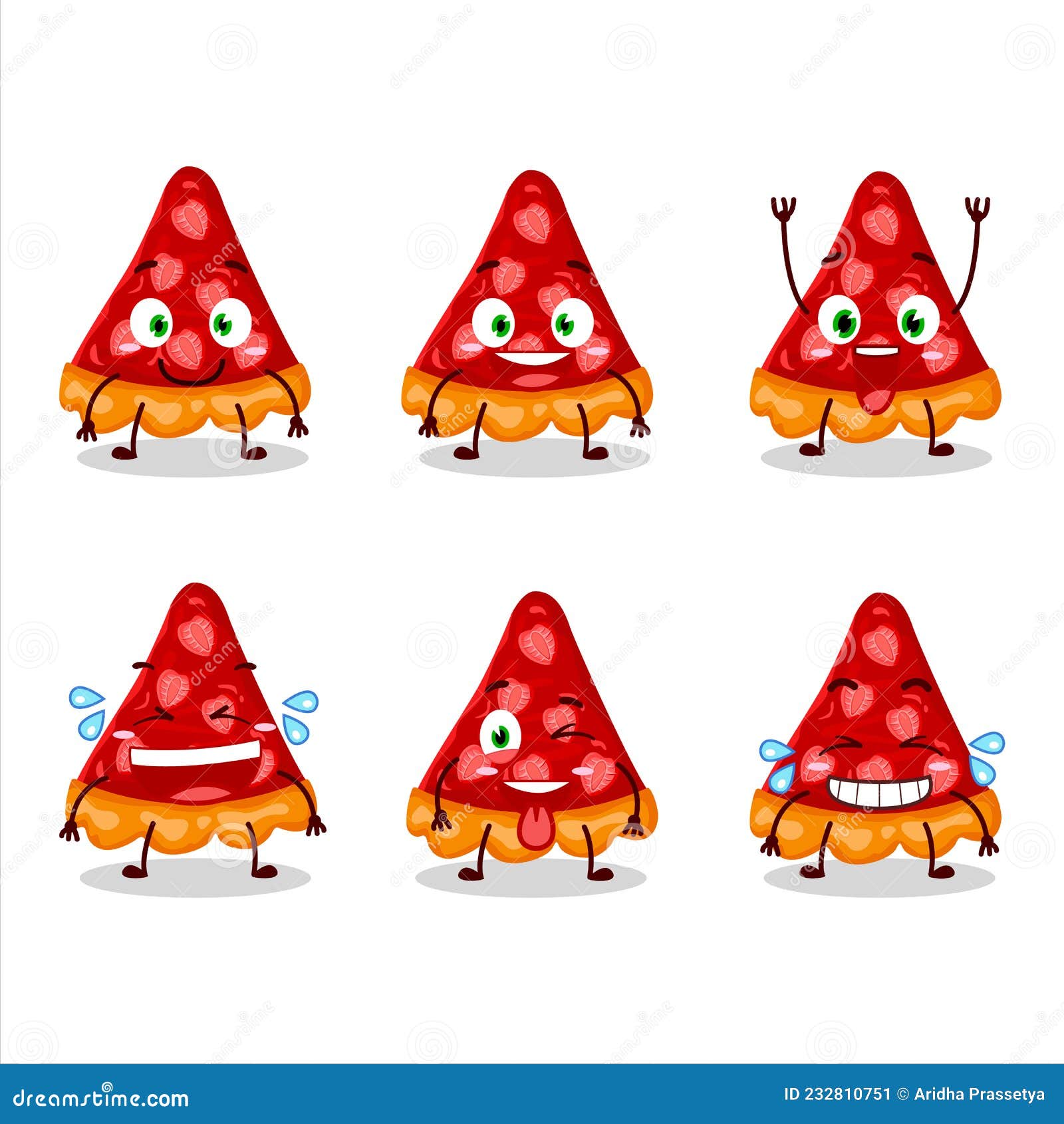 Cartoon Character of Slice of Strawberry Tart with Smile Expression