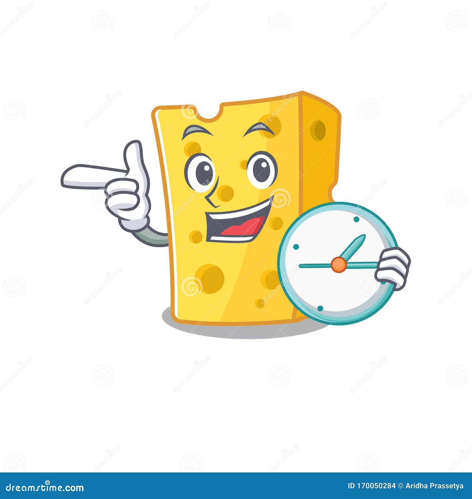 Cartoon Character Style Emmental Cheese Having Clock Stock Vector Illustration of clock