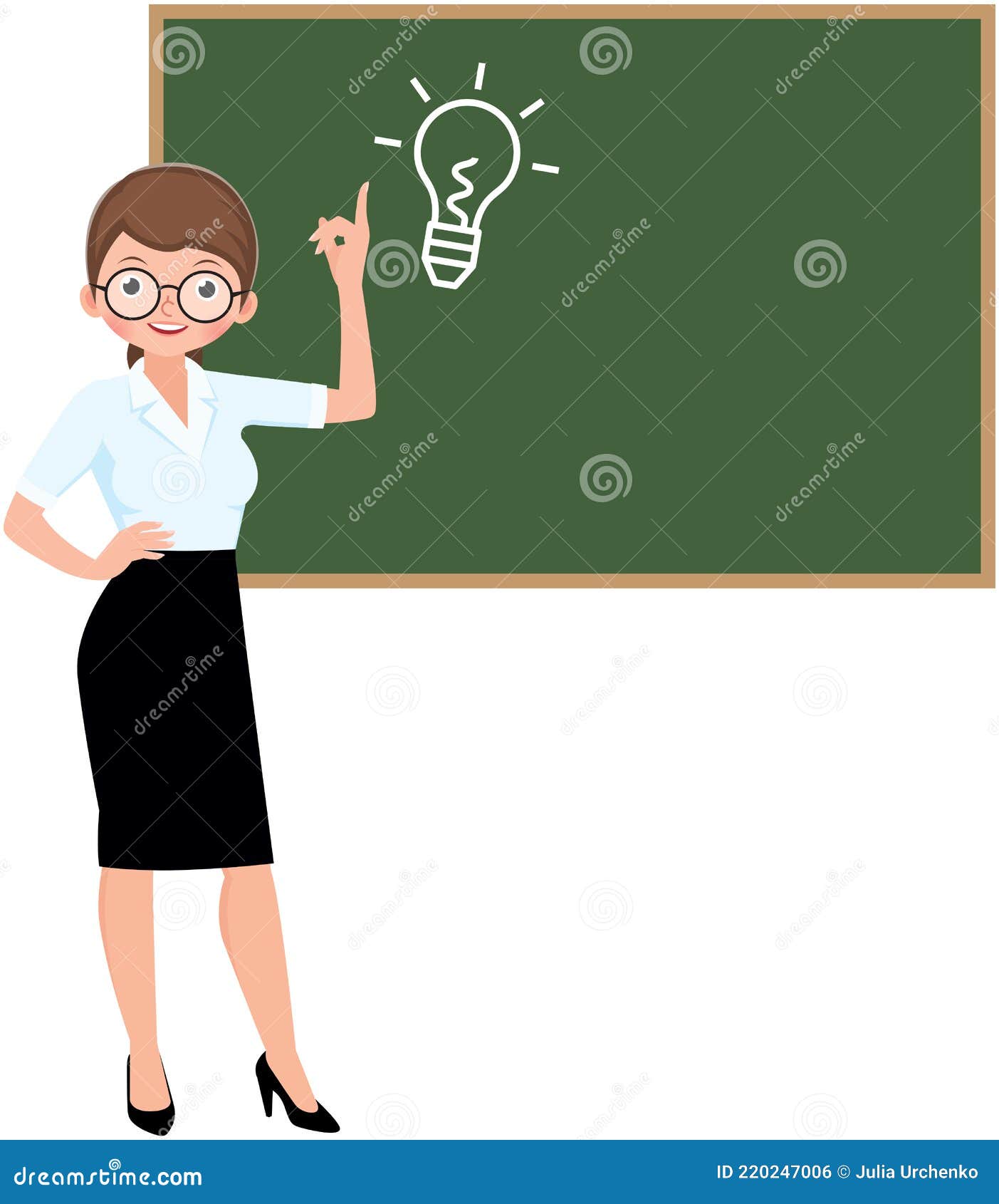 Cartoon Character Vector Woman Teacher Standing at the Blackboard Stock  Vector - Illustration of beautiful, school: 220247006
