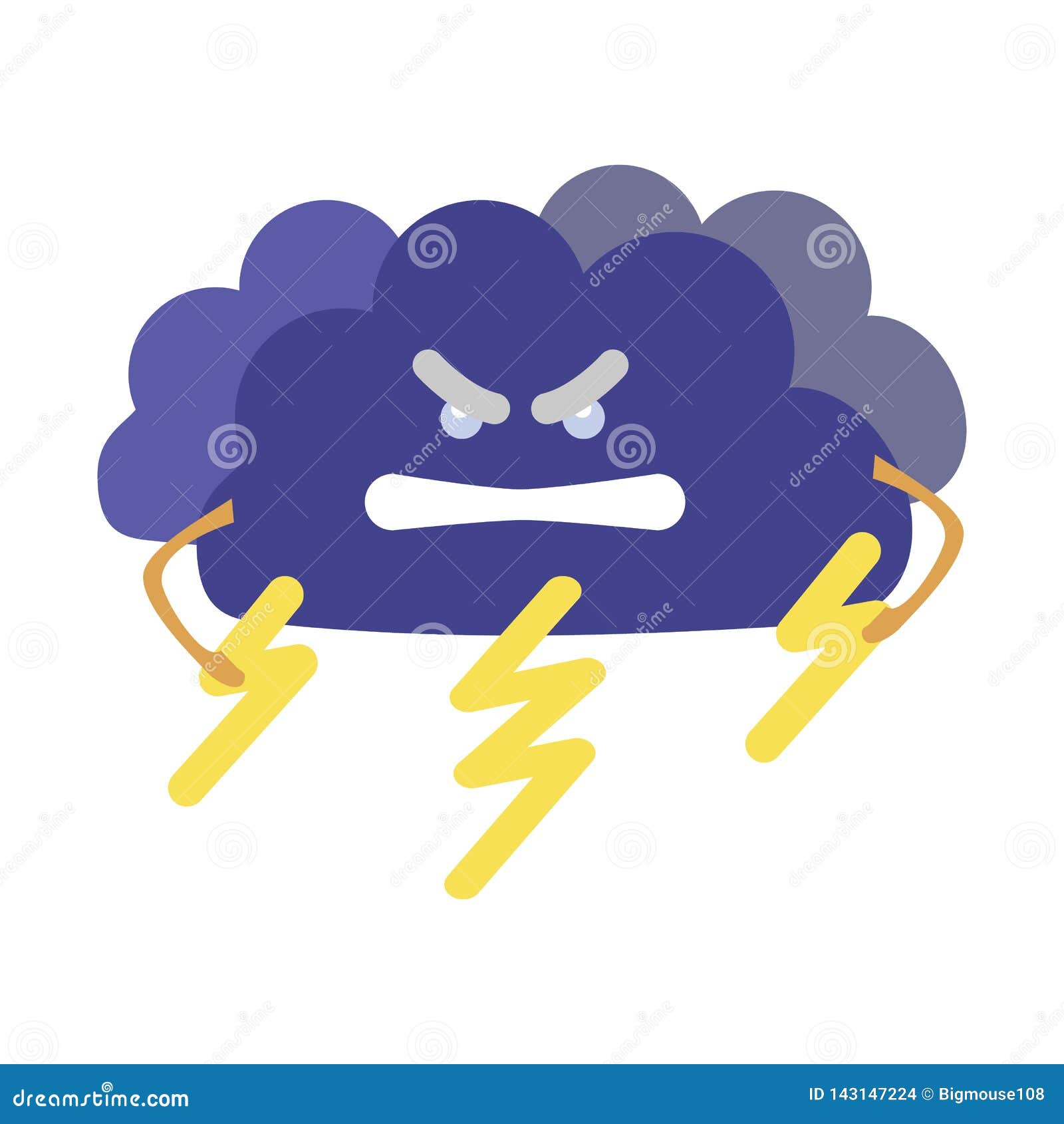 Cartoon Character Weather Forecast Sign Angry Cloud with Lightning ...