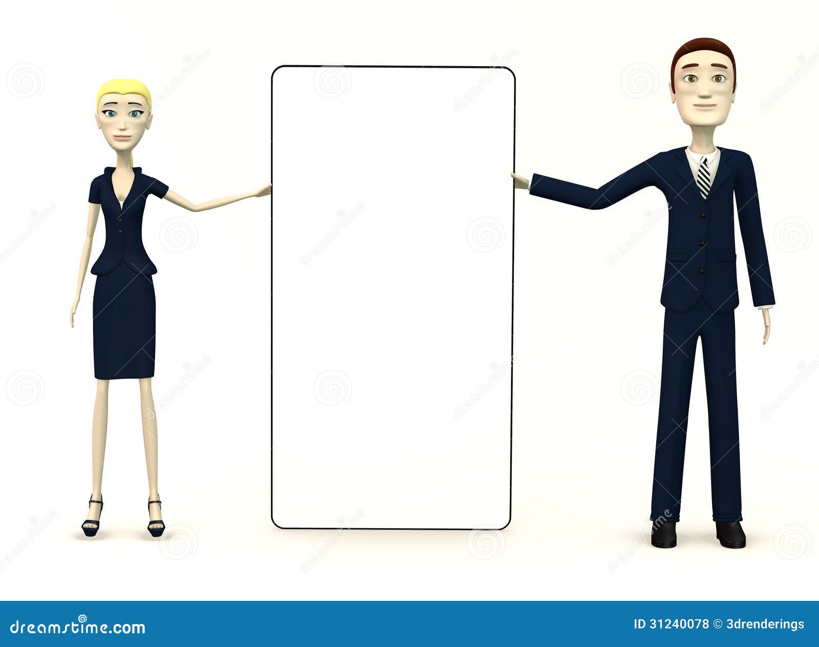Cartoon Characters With Empty Board Stock Illustration ...
