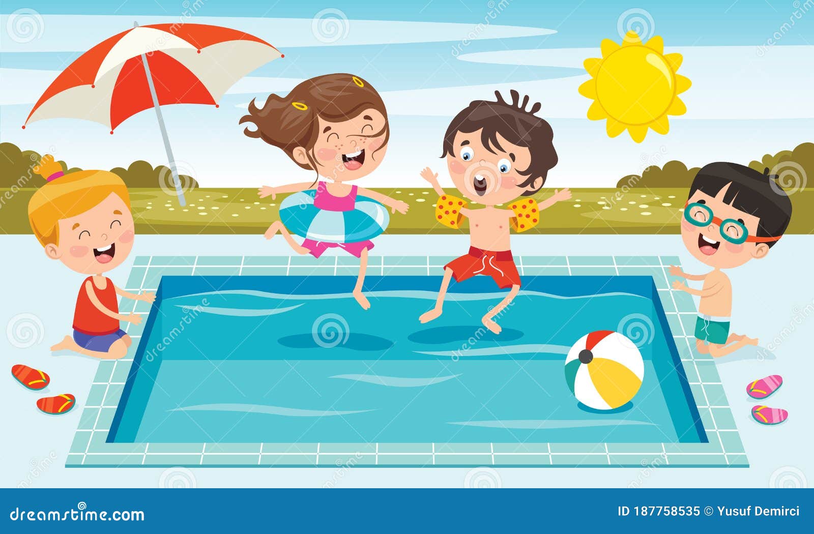 Cartoon Characters Jumping into Water Stock Vector - Illustration of ...