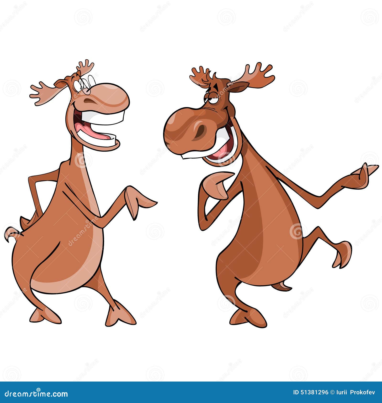 Cartoon Characters, Two Moose Talk Stock Vector - Illustration of animal,  moose: 51381296