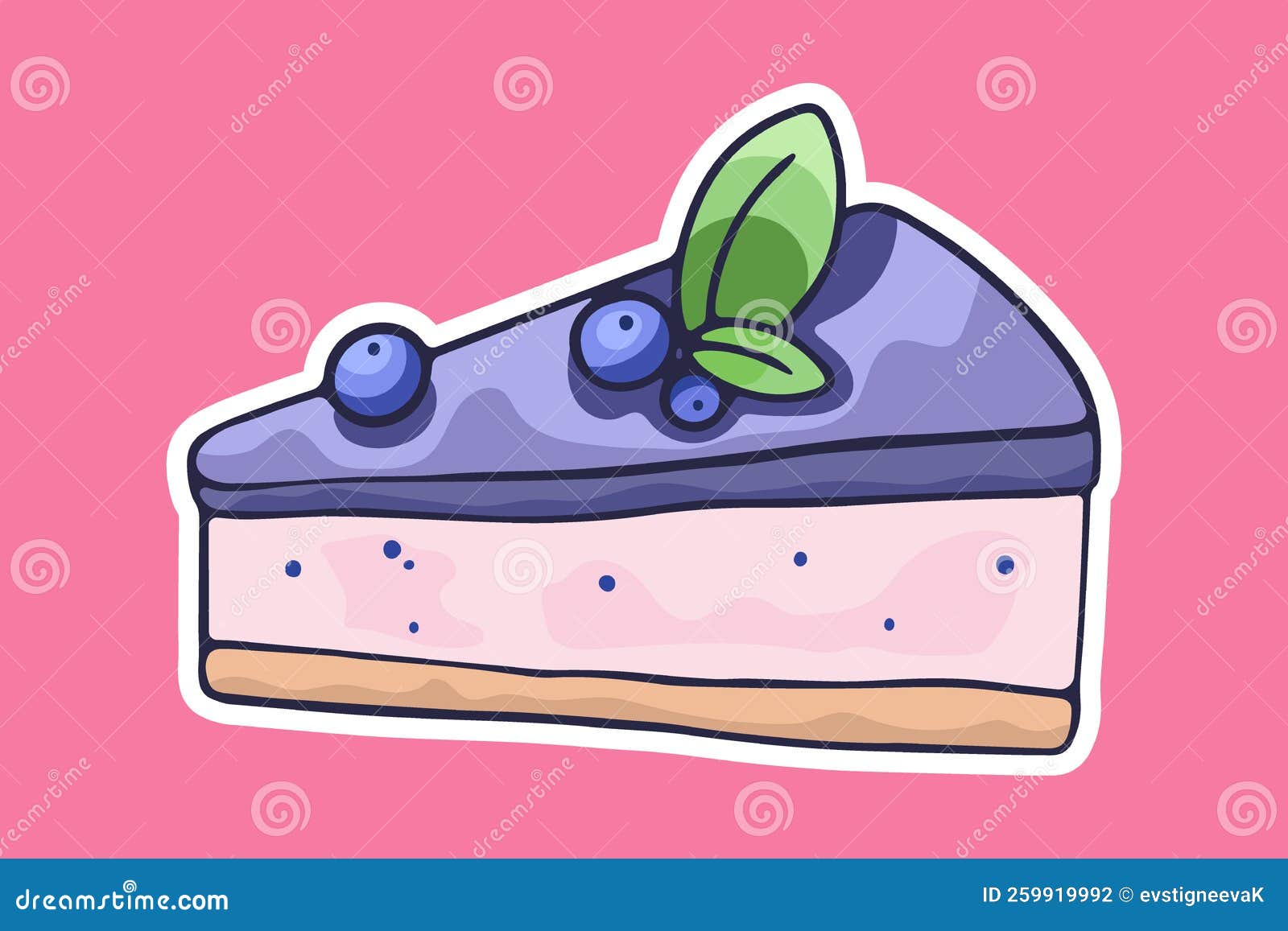 Cartoon Cheesecake, Vector Desing Element, Hand Drawn Stock Vector