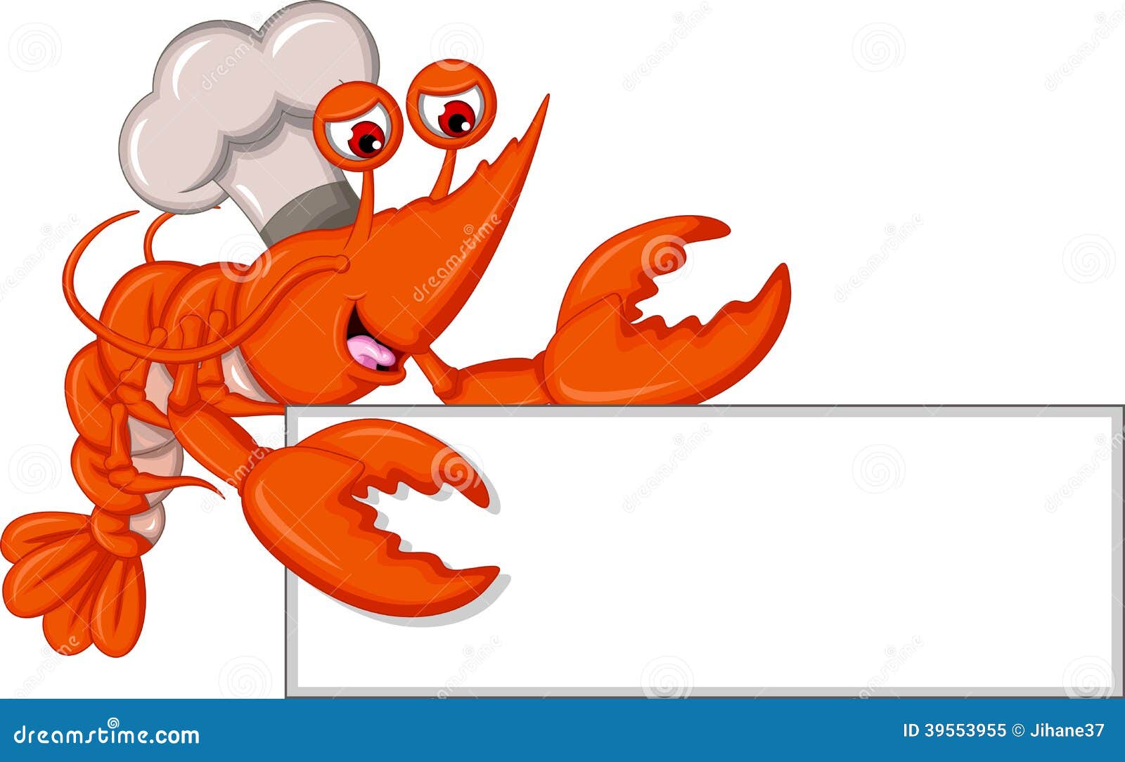 Cartoon Chef Lobster with Blank Sign Stock Illustration Illustration
