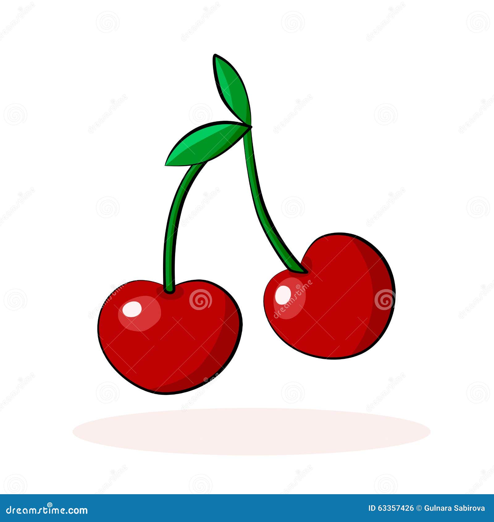 Cartoon Cherry Isolated on White Background Stock Vector - Illustration of  juicy, diet: 63357426