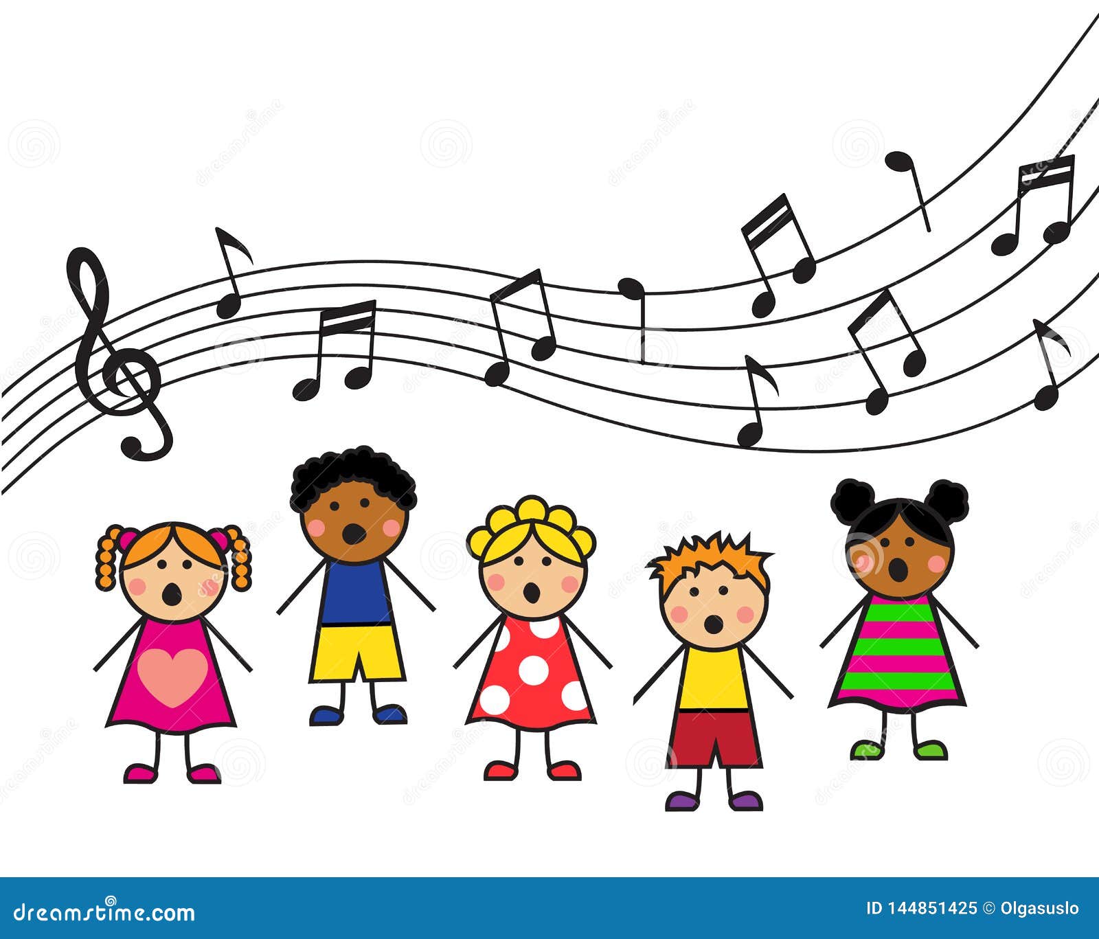 Cartoon children sing stock vector. Illustration of girls - 144851425