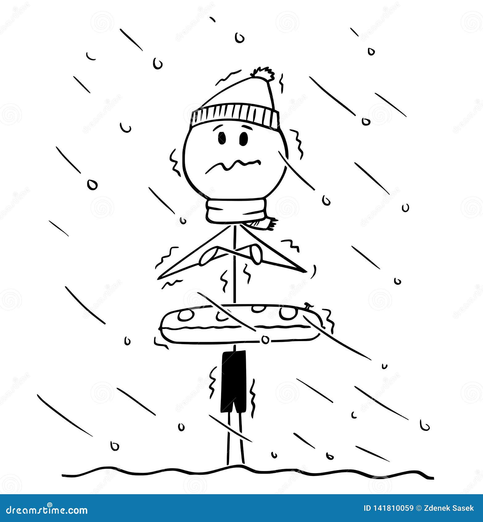 Cartoon of Chilled Man or Tourist Standing in Water in Cold Weather Out of Season Stock Vector - Illustration of leisure, relaxing: 141810059 Cartoon of Chilled Man or Tourist Standing in Water in Cold Weather Out of Season Stock Vector - Illustration of leisure, relaxing: 141810059