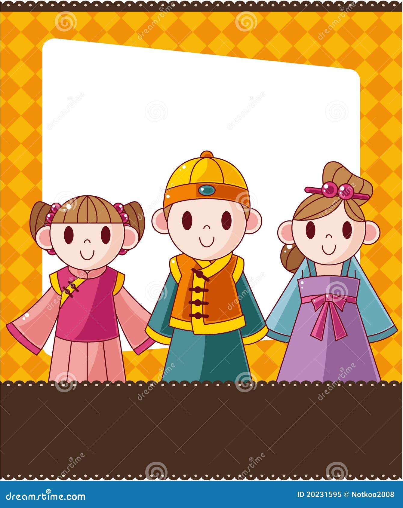 Cartoon Chinese People Card Stock Vector - Illustration of invitation, decoration ...