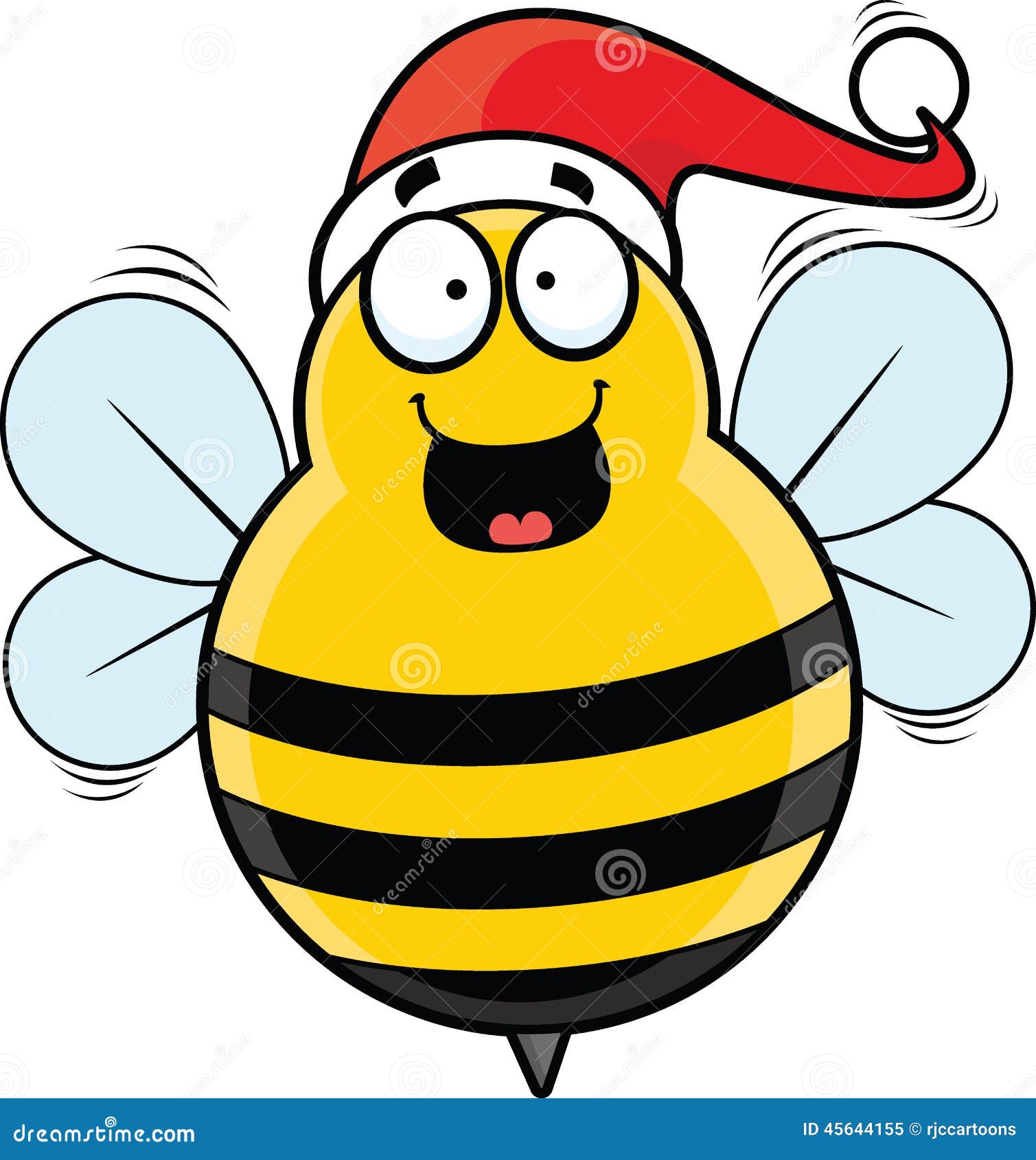 Cute Christmas Bee Wearing Santa Hut Baum Dekoration-handbemalt Original Kunst