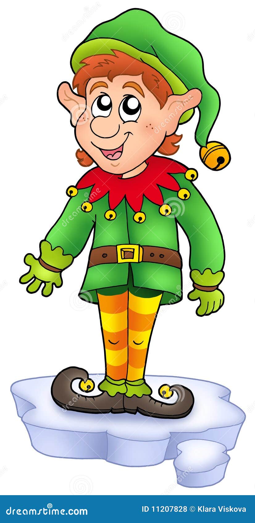 Cartoon Christmas Elf on Iceberg Stock Illustration - Illustration of  character, ears: 11207828