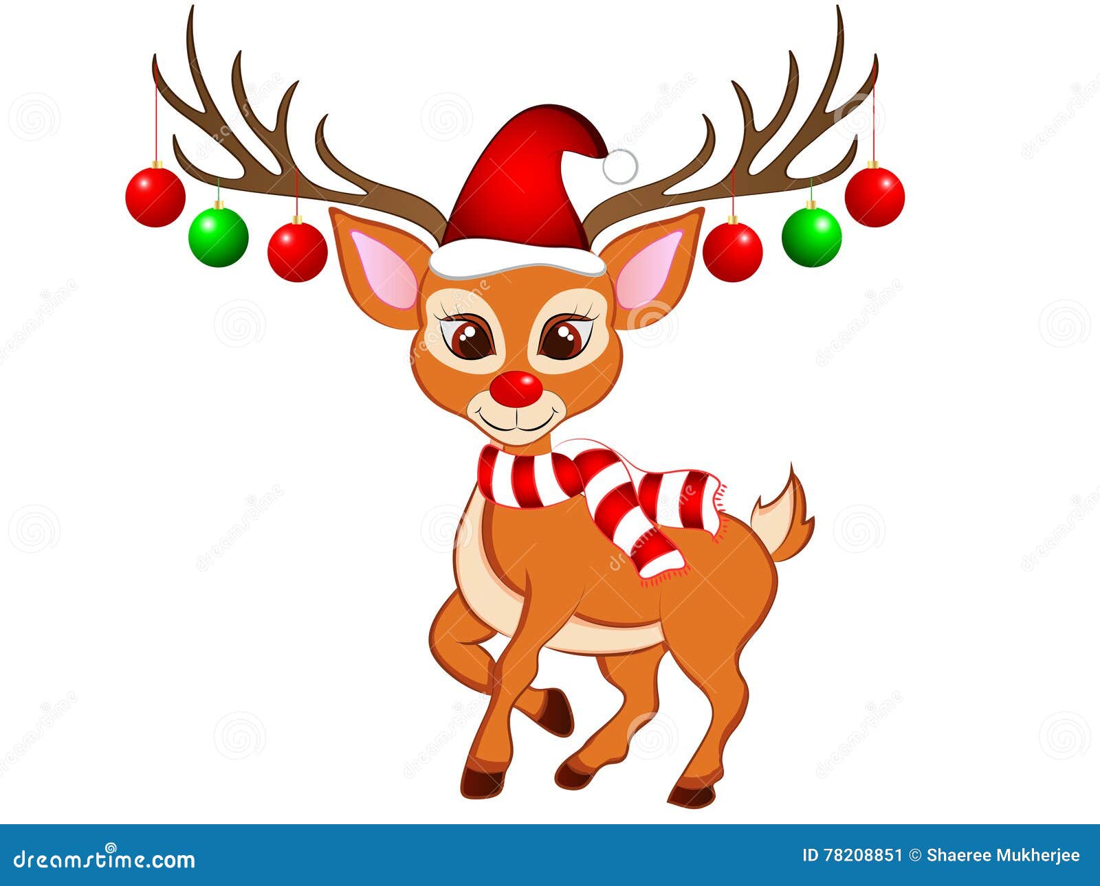 Cute Vector Illustration of a Cartoon Christmas Reindeer Clip art