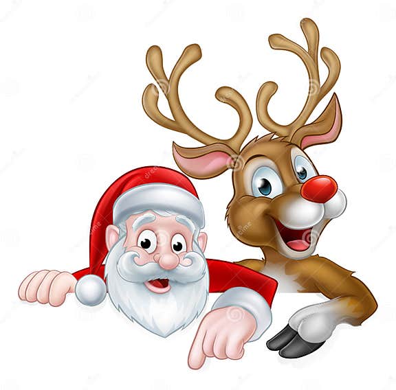 Cartoon Christmas Santa and Reindeer Stock Vector - Illustration of ...