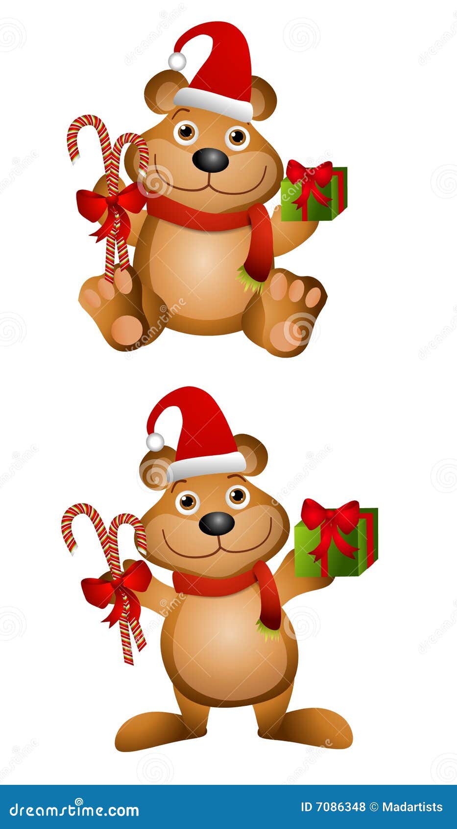 Cartoon Christmas Teddy Bears Stock Illustration Illustration of