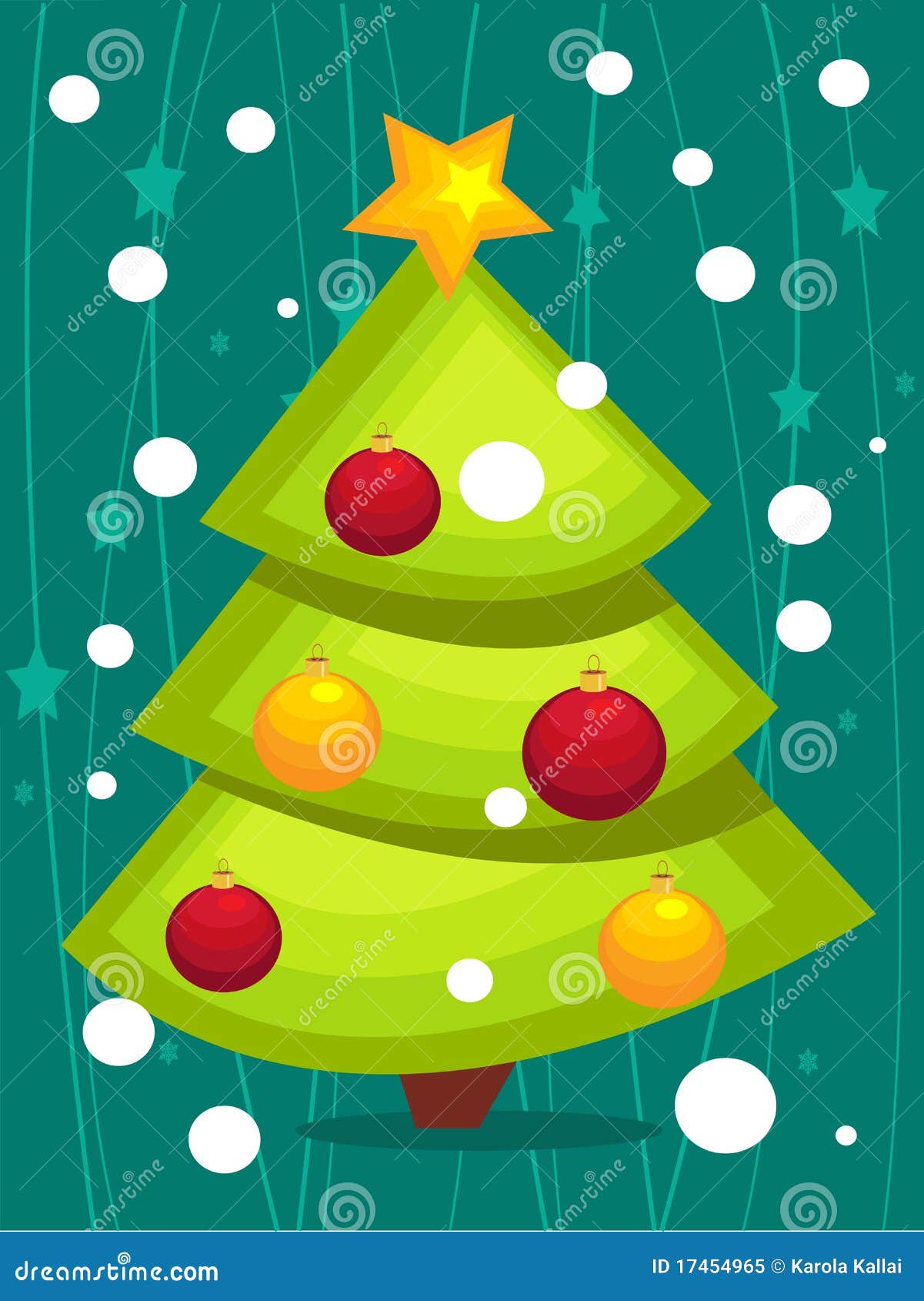 Cartoon Christmas Tree Card Stock Vector - Illustration of style
