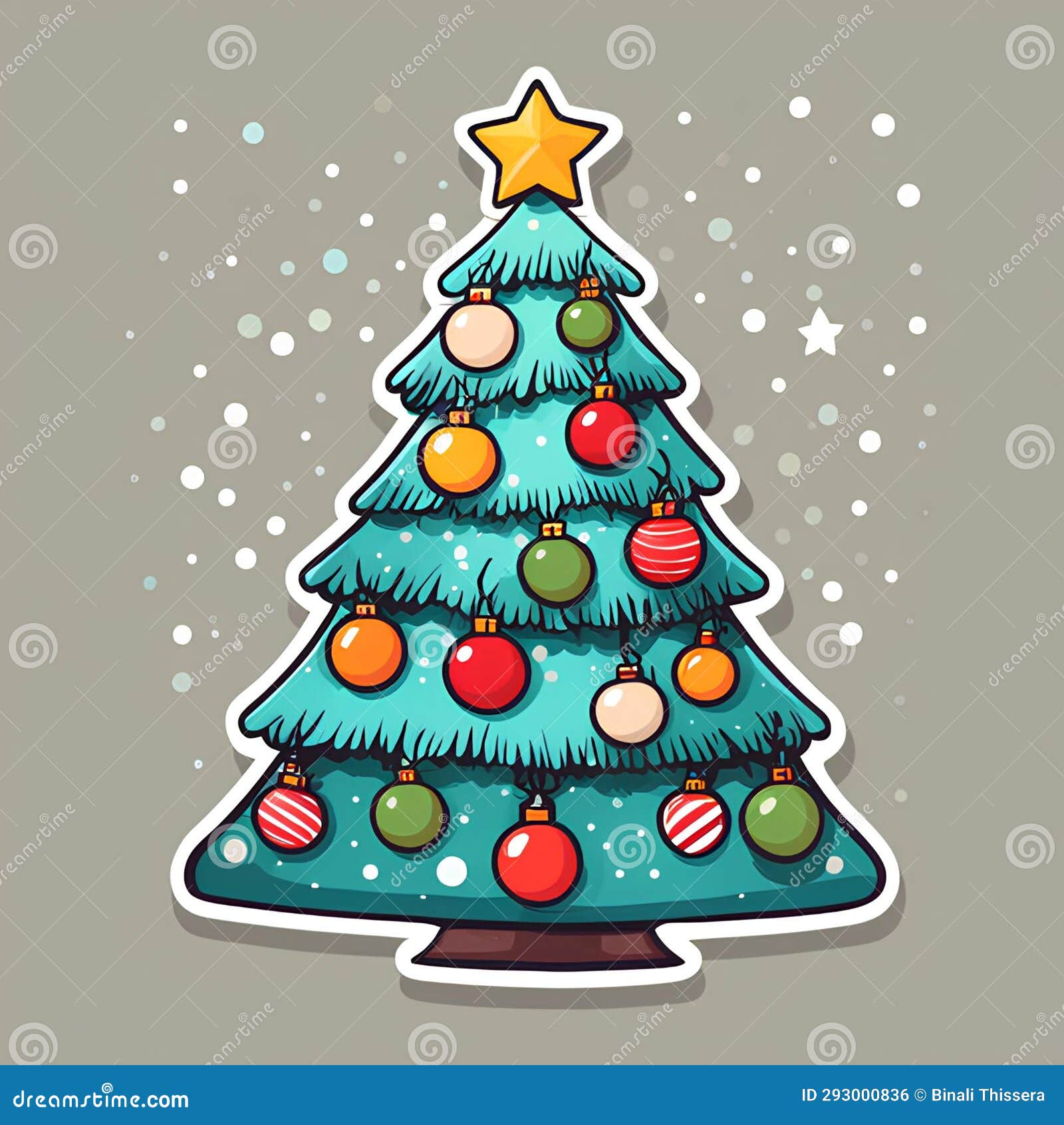 A Cartoon Christmas Tree Illustration for Kids Drawing Design. Stock