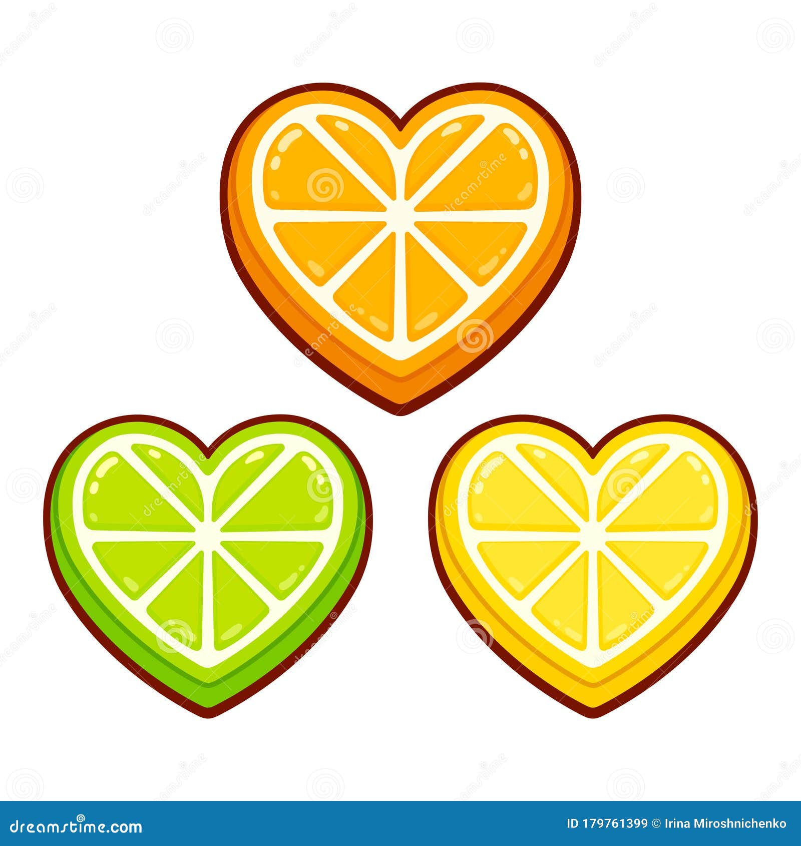 cartoon citrus fruit heart