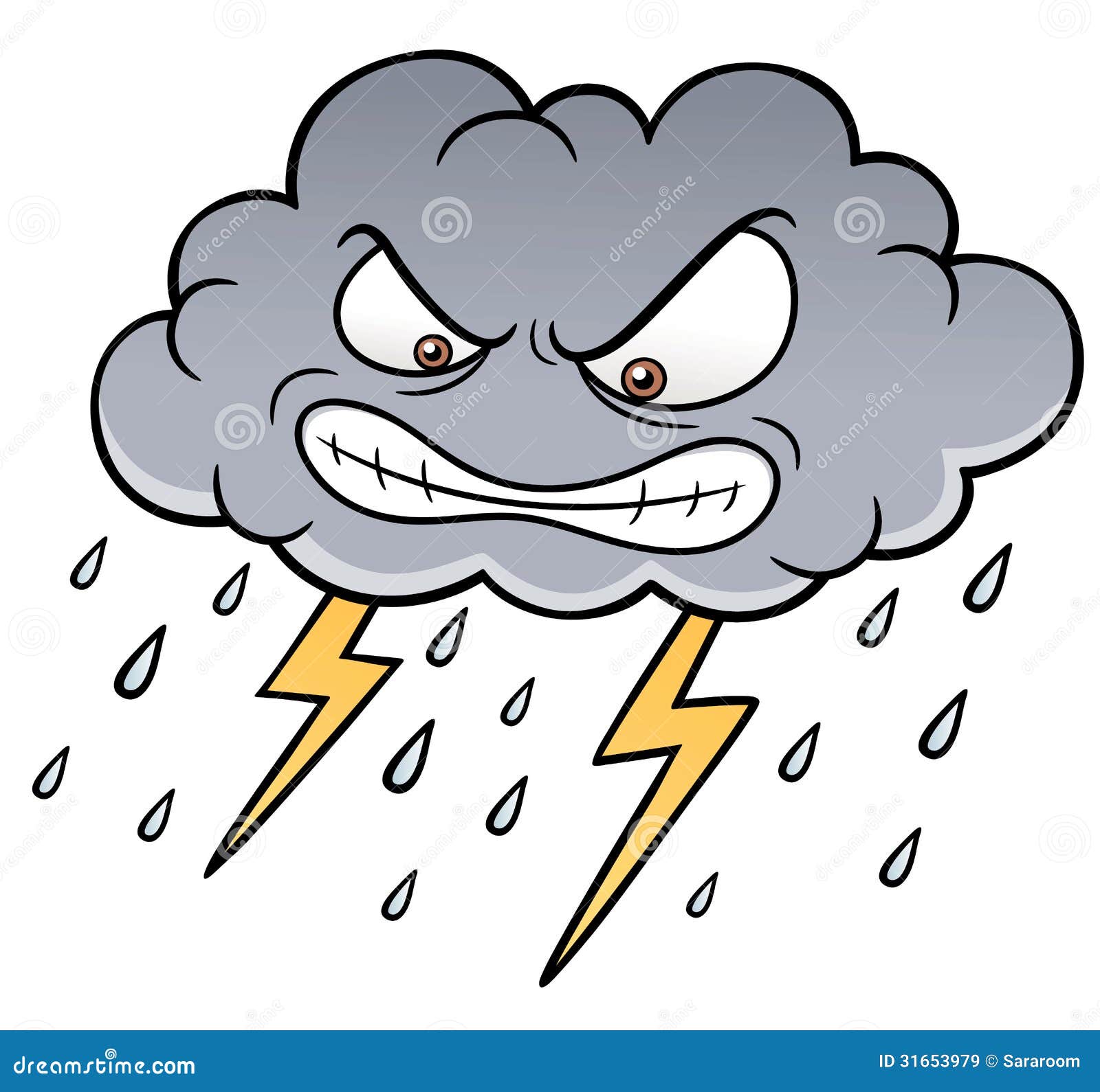 Cartoon Clouds with Thunder Stock Vector - Illustration of lighting,  drawing: 31653979