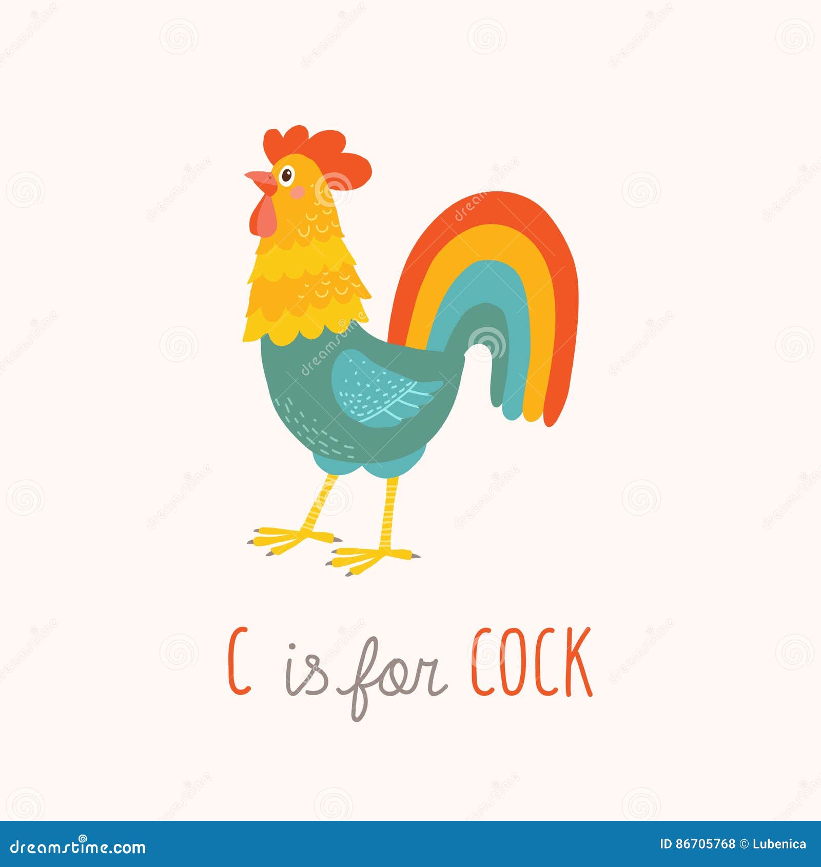 Cartoon Cock. Funny Rooster Stock Vector - Illustration of baby, farm:  86705768