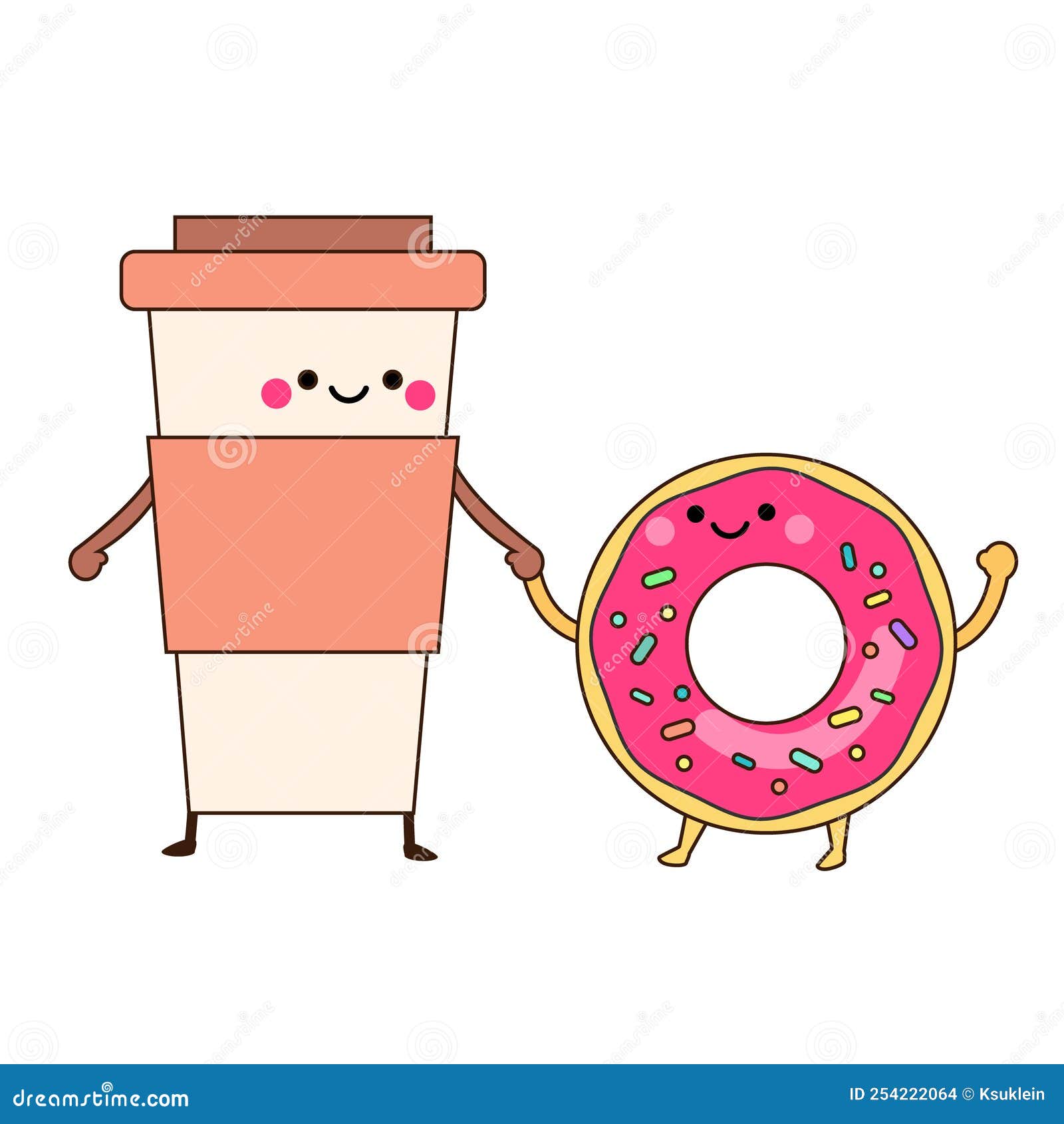 Coffee cup cute kawaii smiling and friendly Vector Image