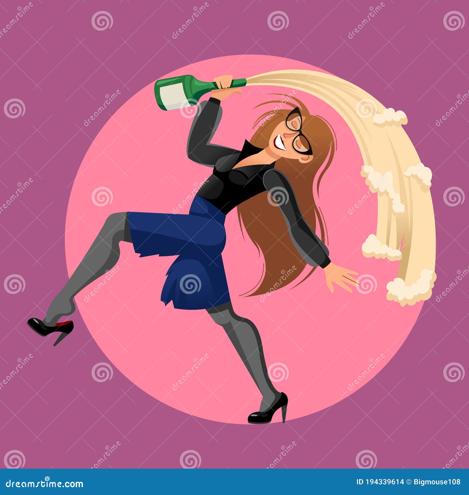 Drunk Dancing Couple Flat Illustration Stock Vector - Illustration